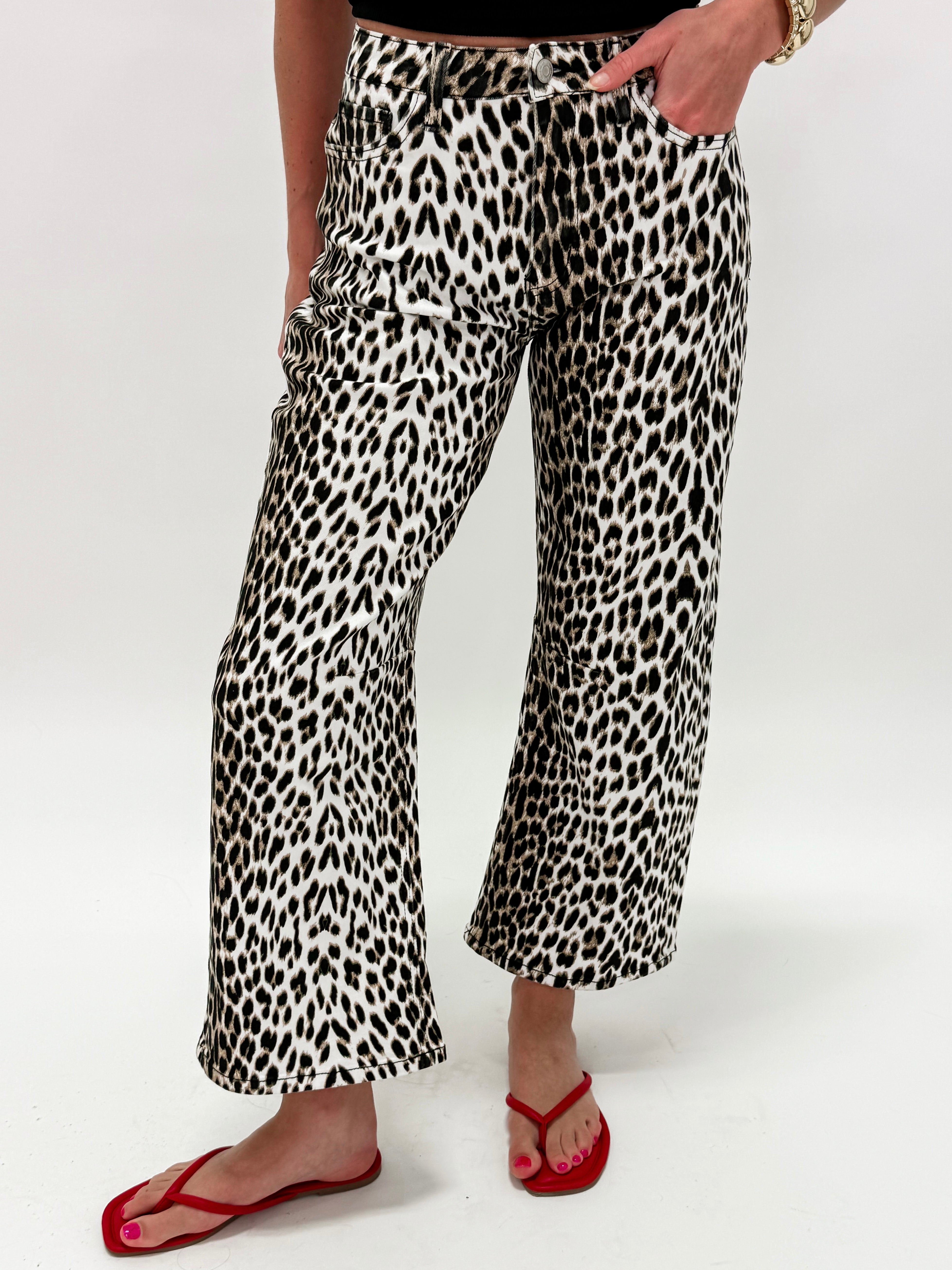 Rory Leopard Barrel Leg Jean