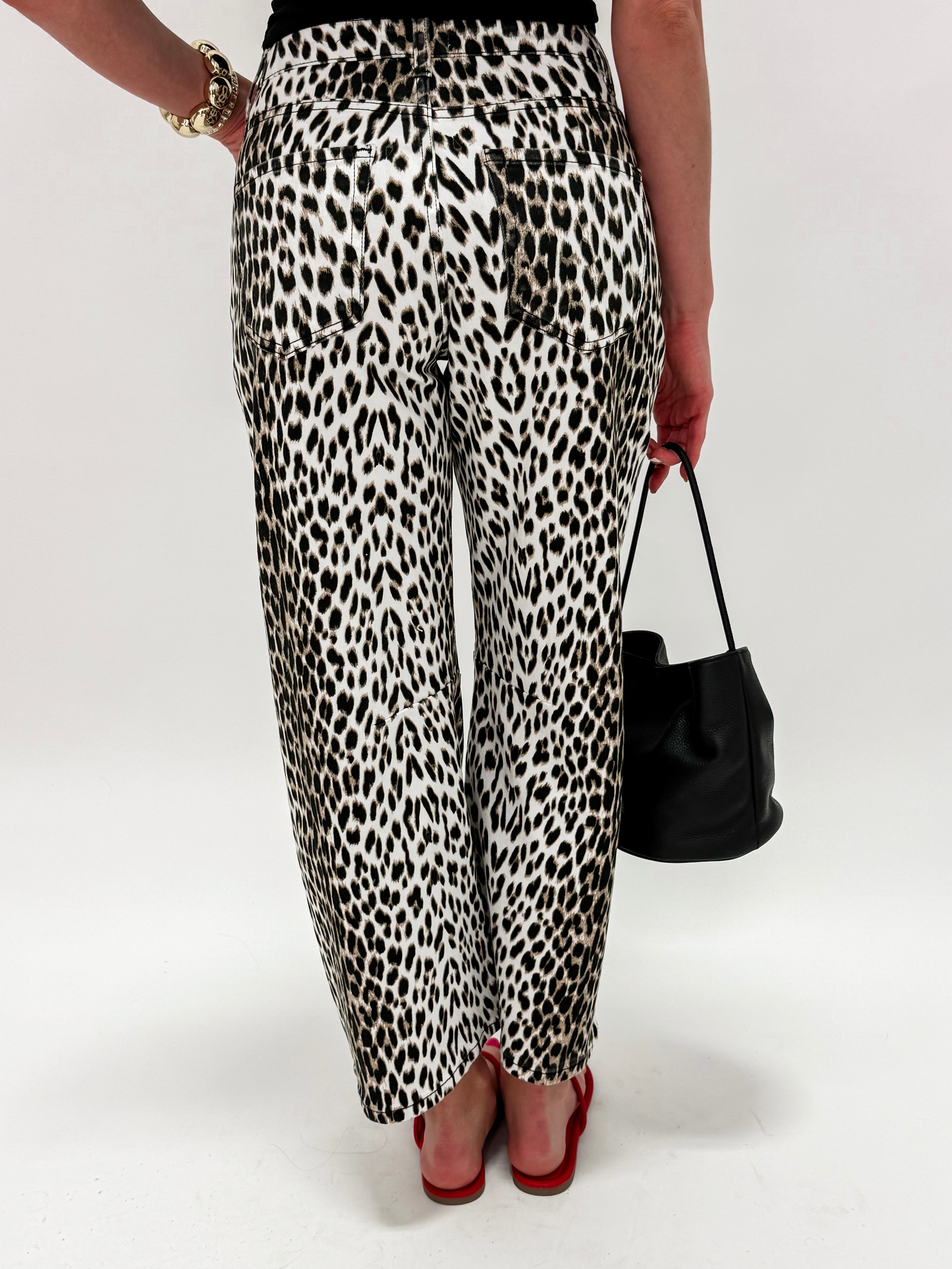 Rory Leopard Barrel Leg Jean