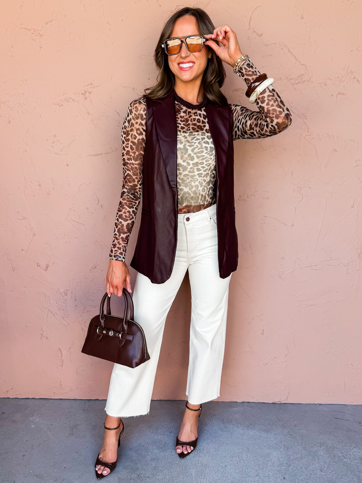 Lena Vegan Leather Open Front Vest