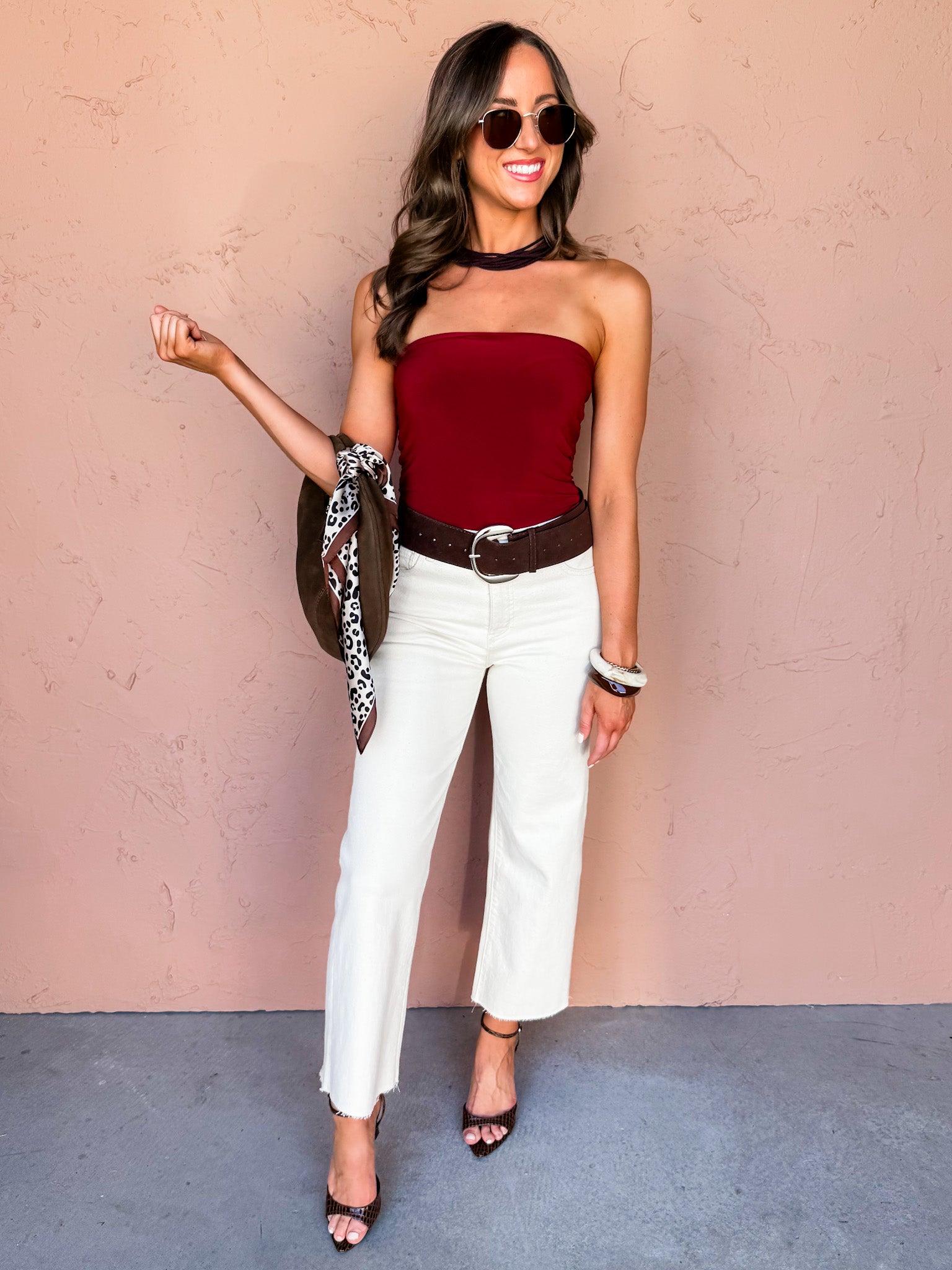 Lilah Strapless Knit Top-Burgundy