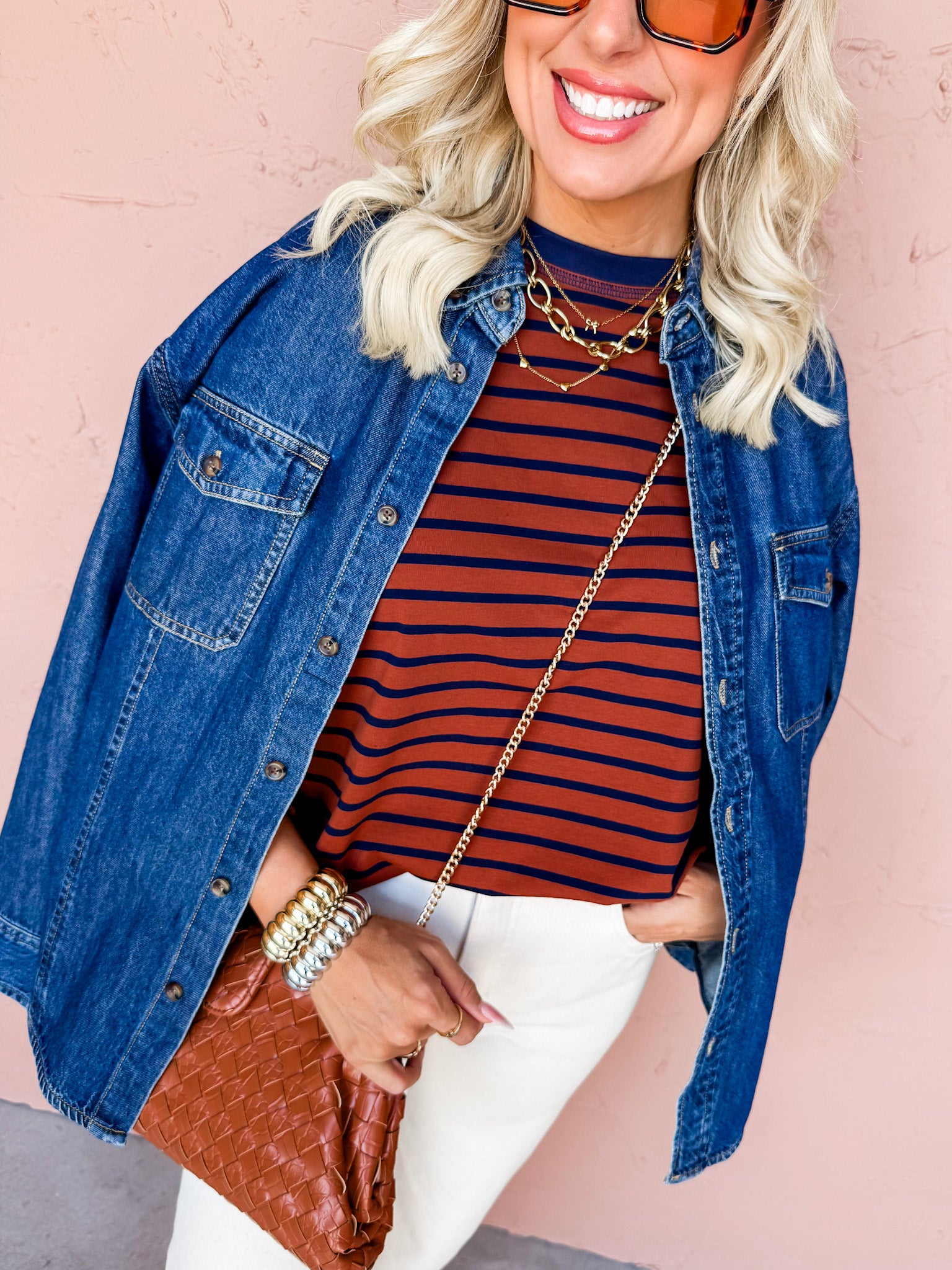 Without A Doubt Striped Crewneck Top-Brown