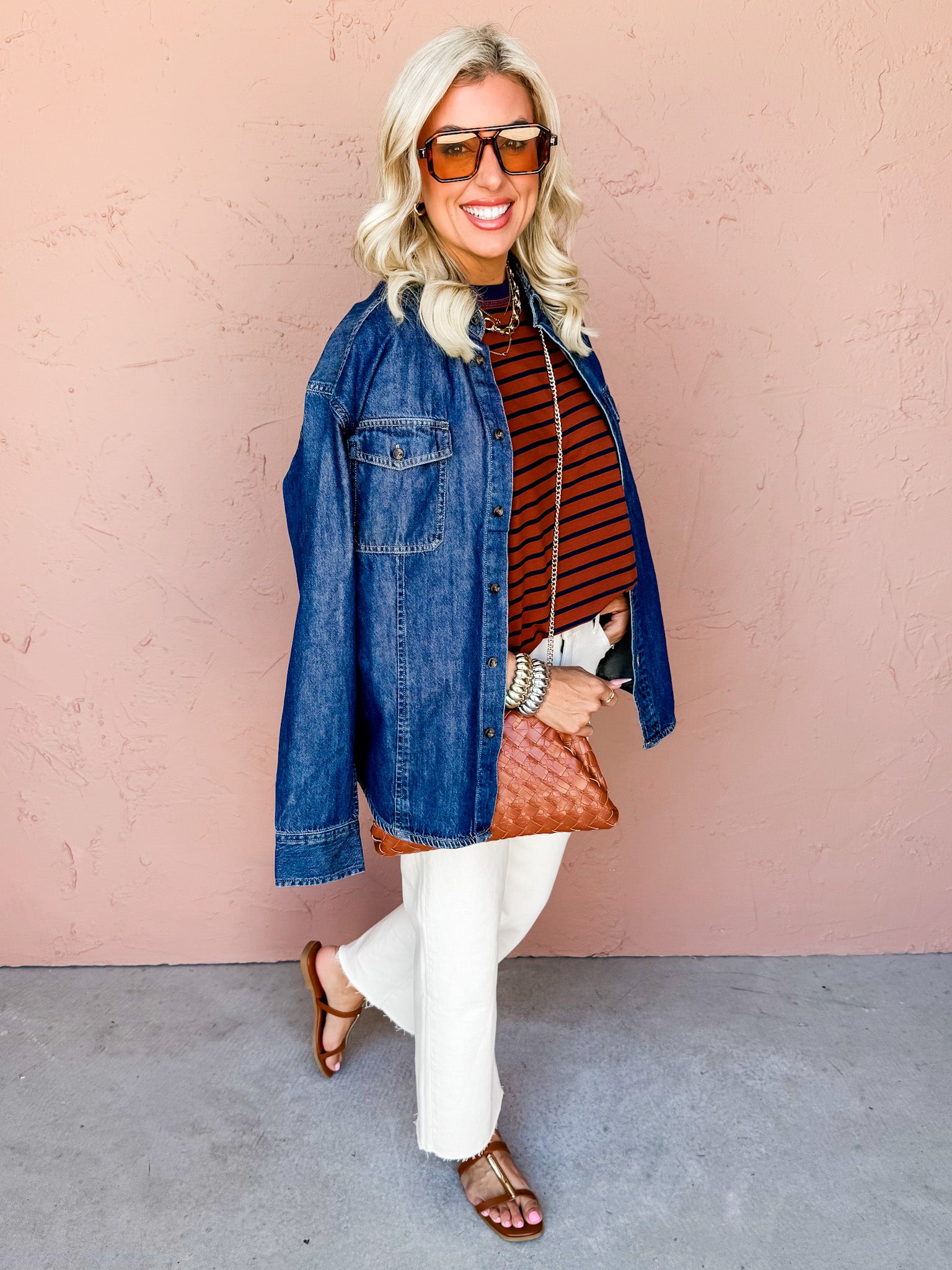 Without A Doubt Striped Crewneck Top-Brown