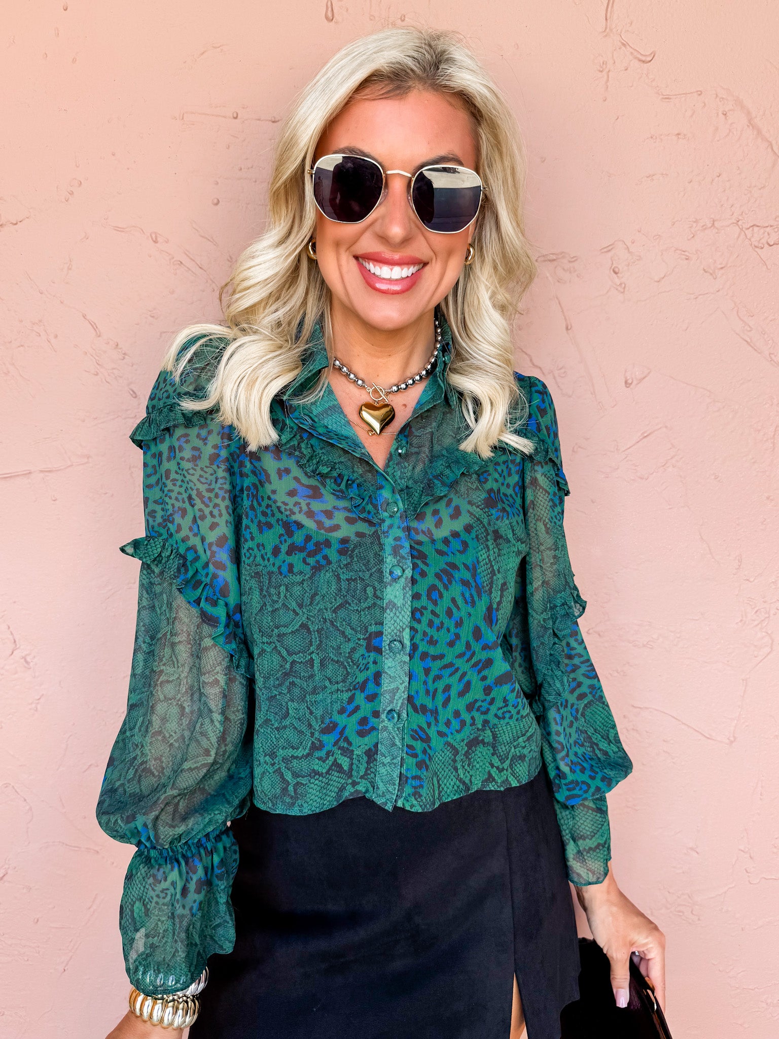 Keep It Creative Animal Print Ruffle Top