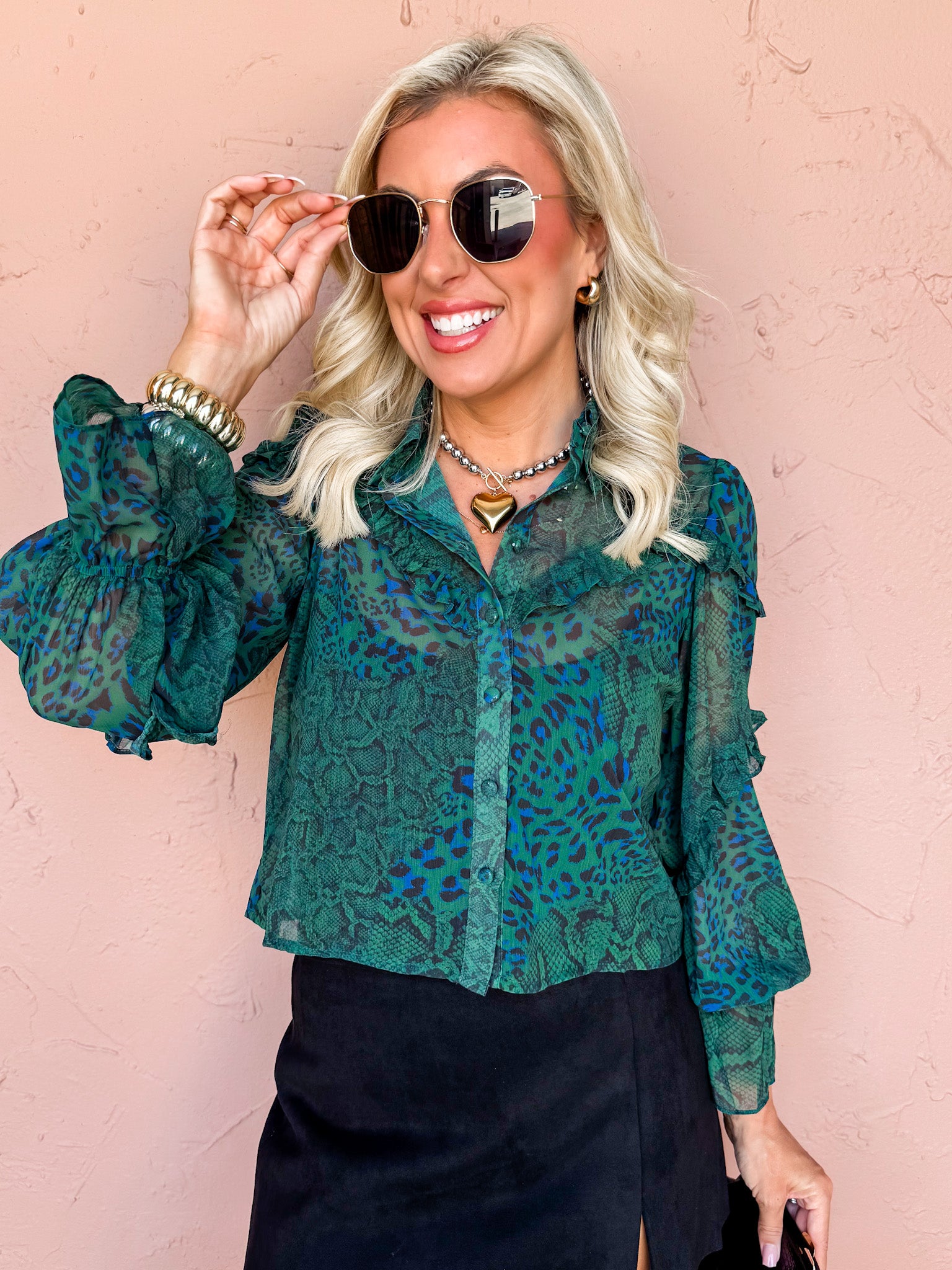 Keep It Creative Animal Print Ruffle Top