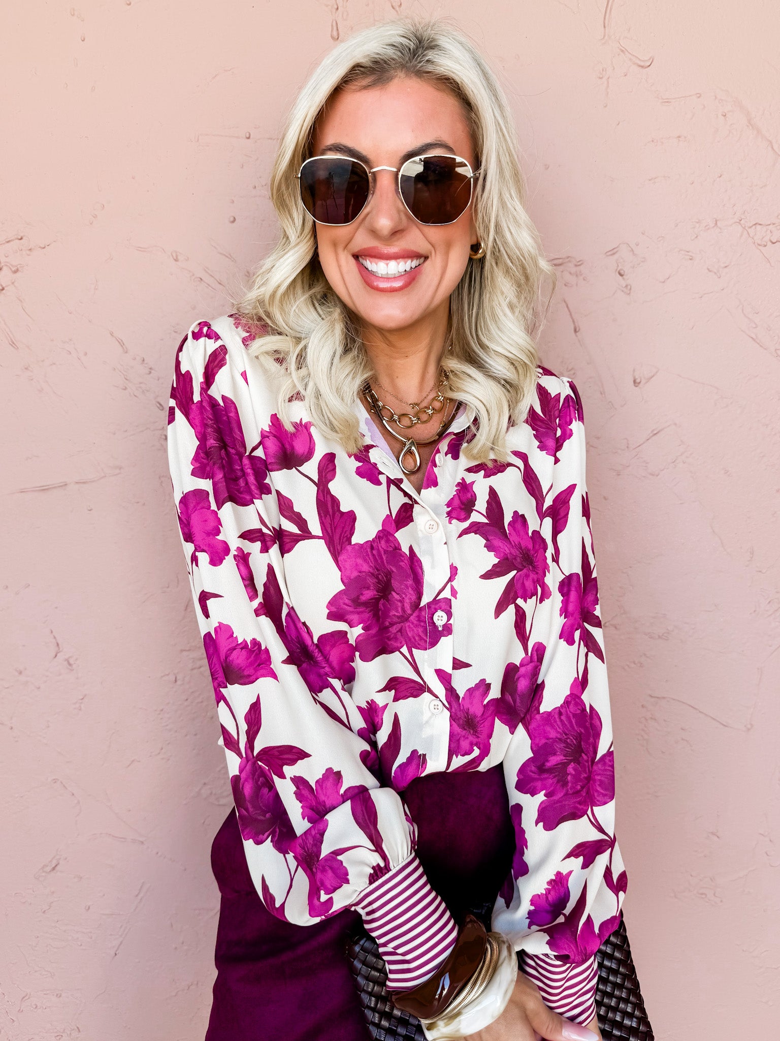 Bloom Darling Floral Button Front Top