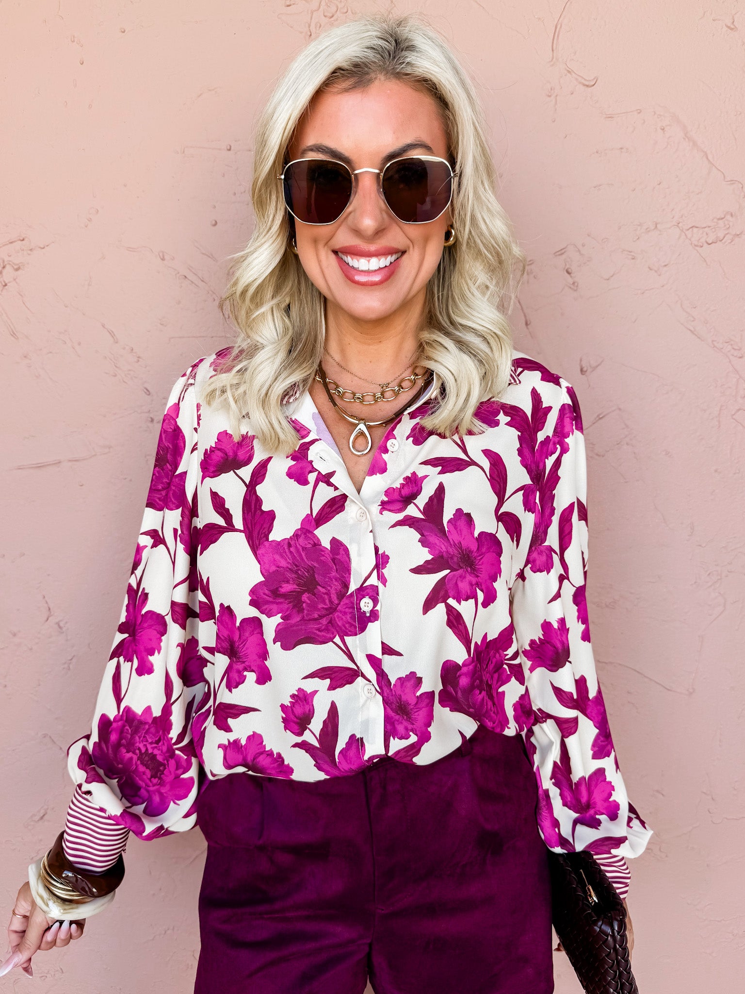 Bloom Darling Floral Button Front Top