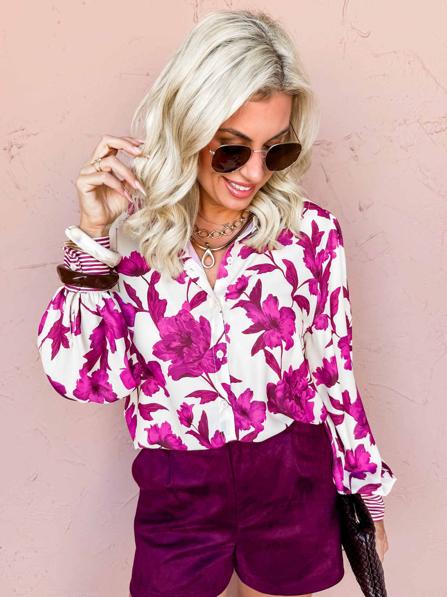 Bloom Darling Floral Button Front Top