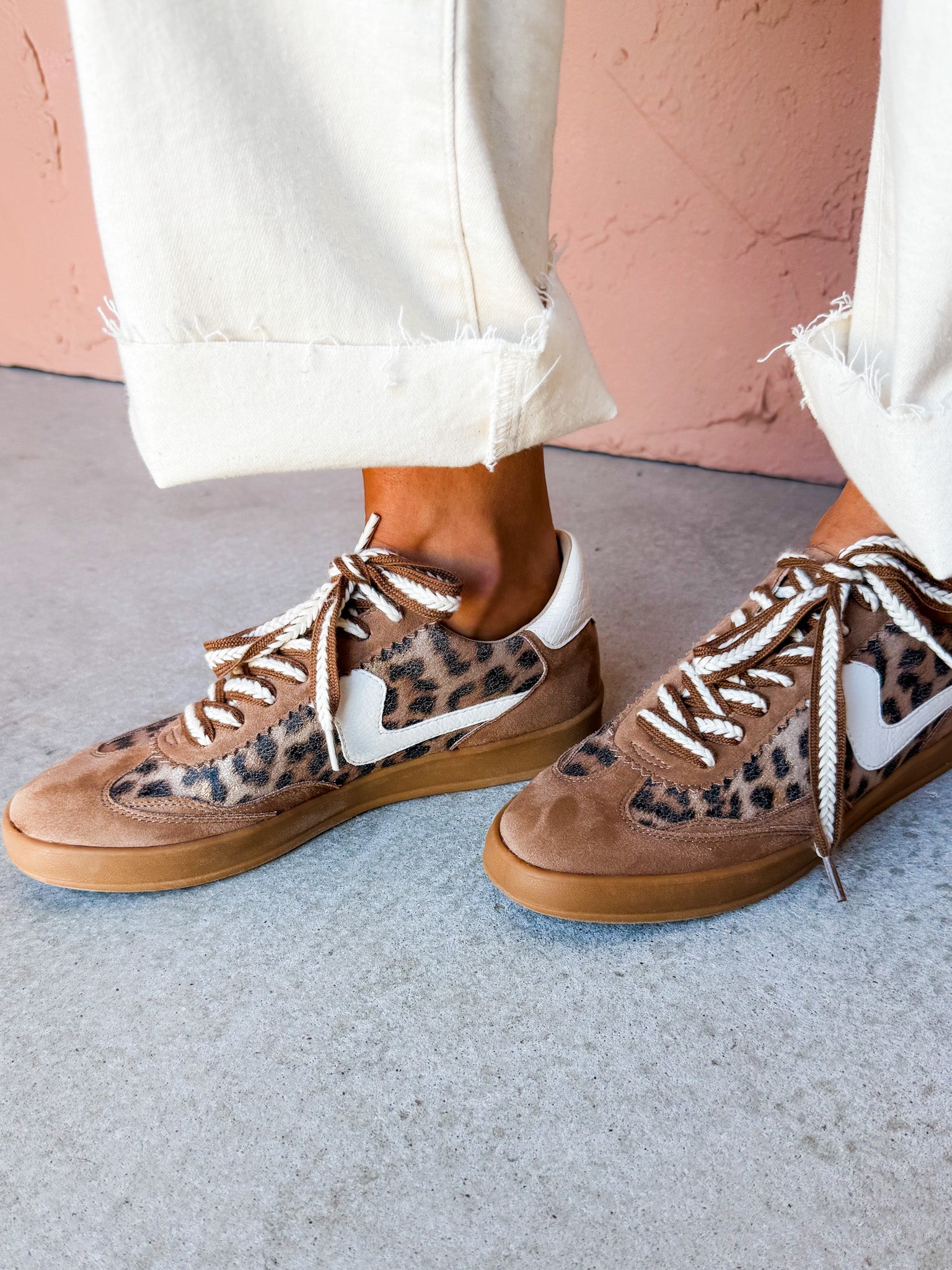 Destiny Lace Up Sneakers-Coffee Leopard