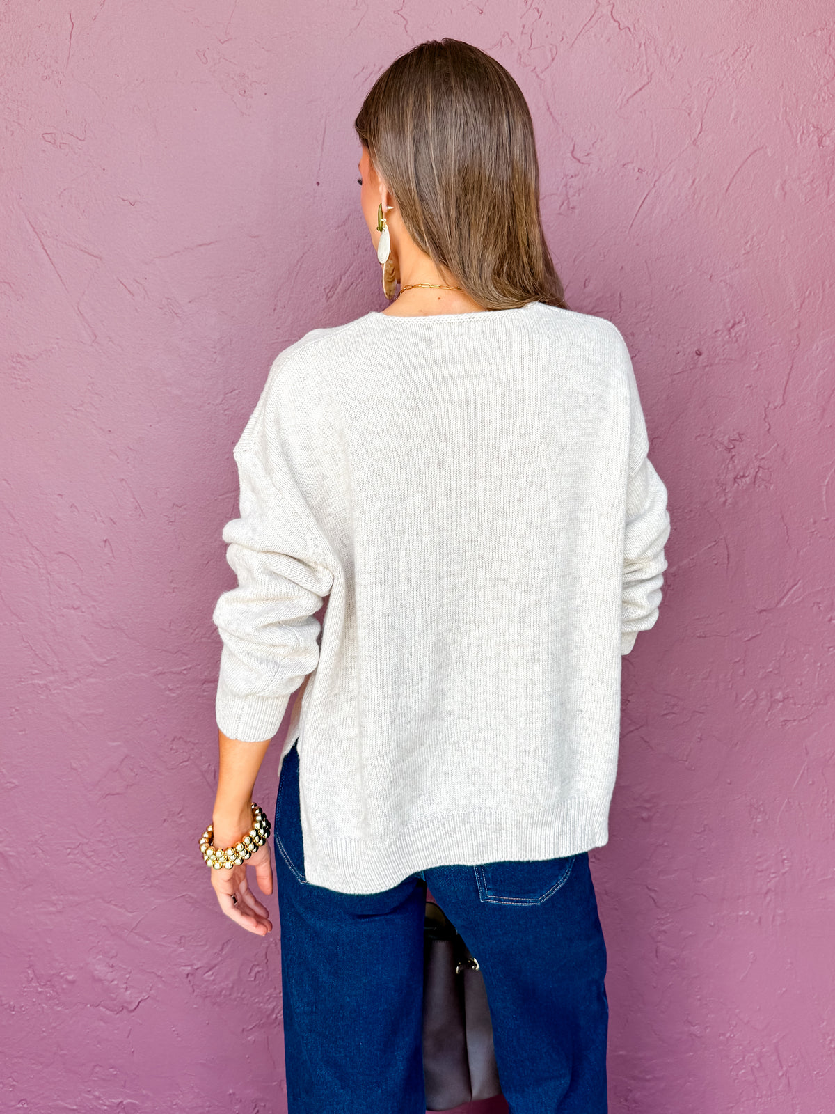 Alex V-neck Sweater-Oatmeal