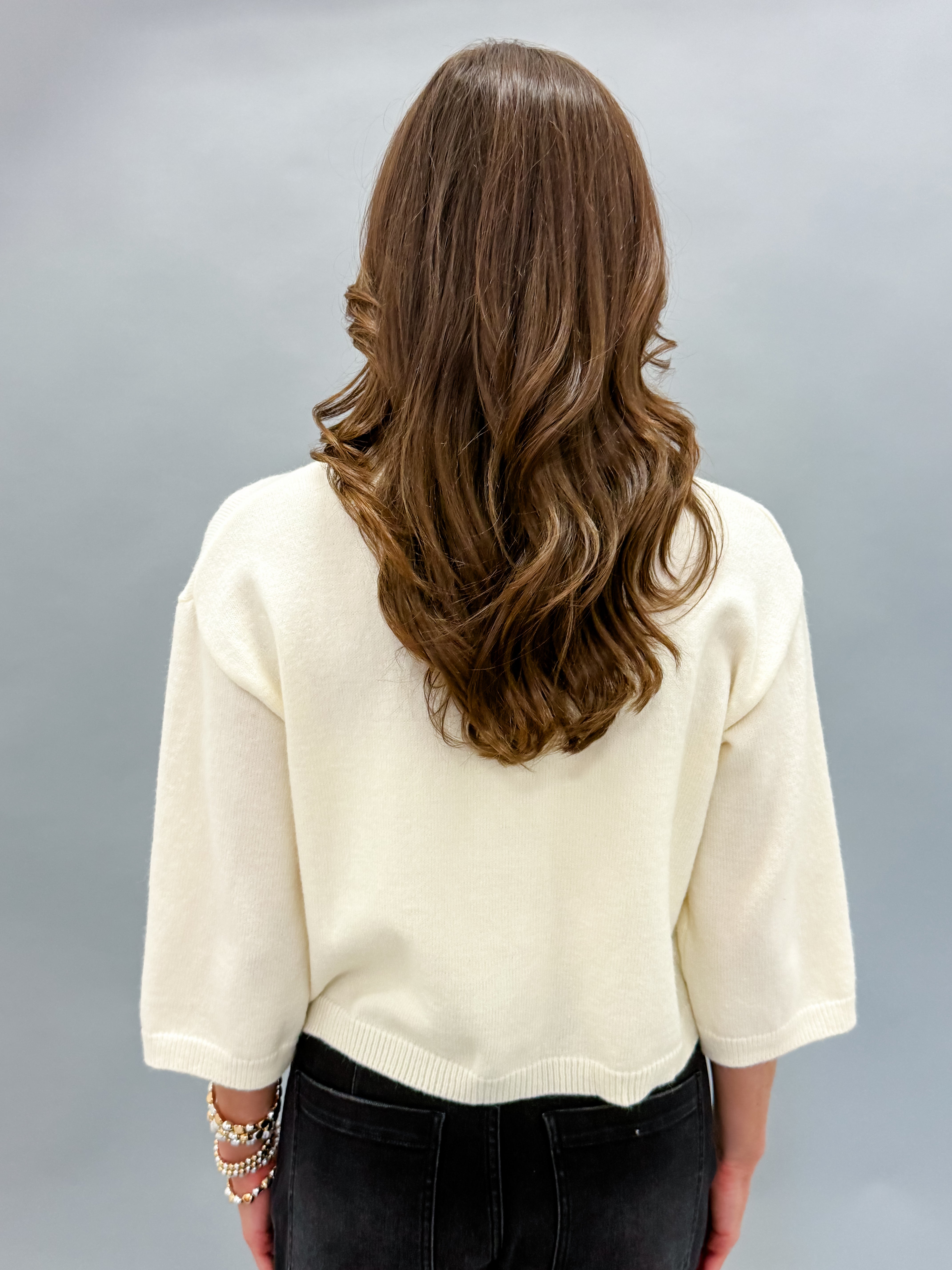 Sunday Half Sleeve Cardigan Sweater-Cream