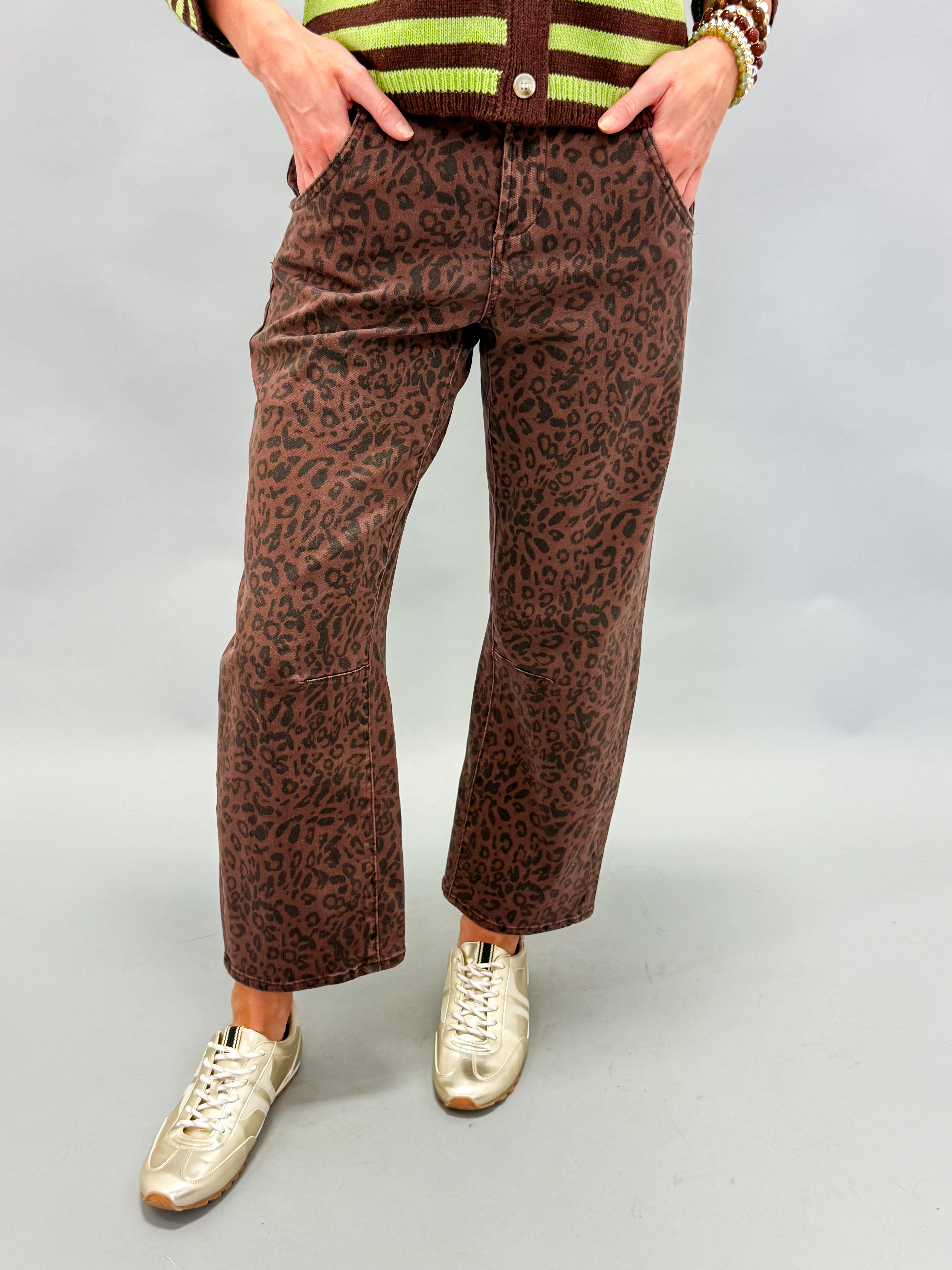 [Dear John] Lasso Cropped Jeans-Brown Leopard