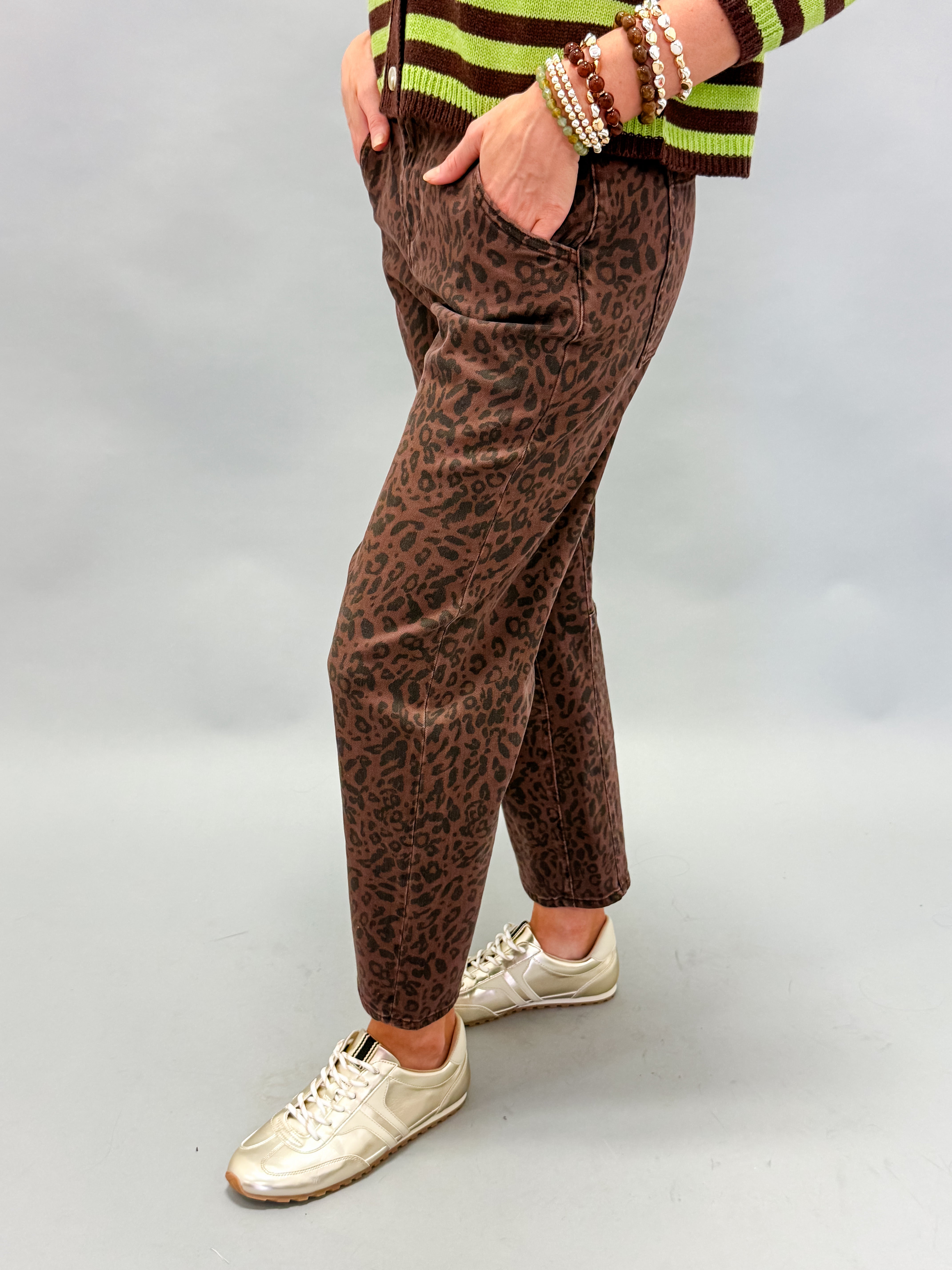 [Dear John] Lasso Cropped Jeans-Brown Leopard