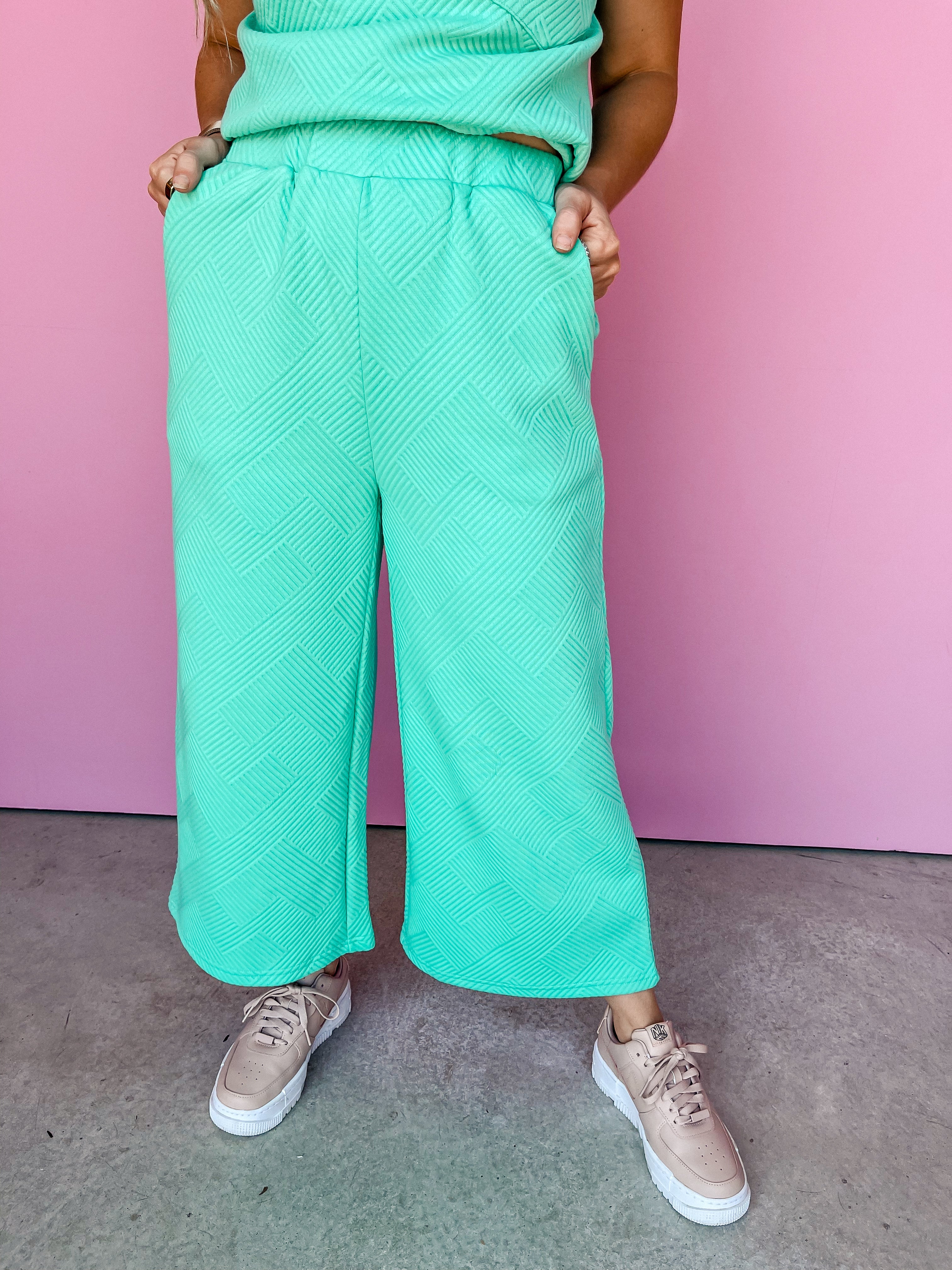 In This Together Textured Pants-Mint