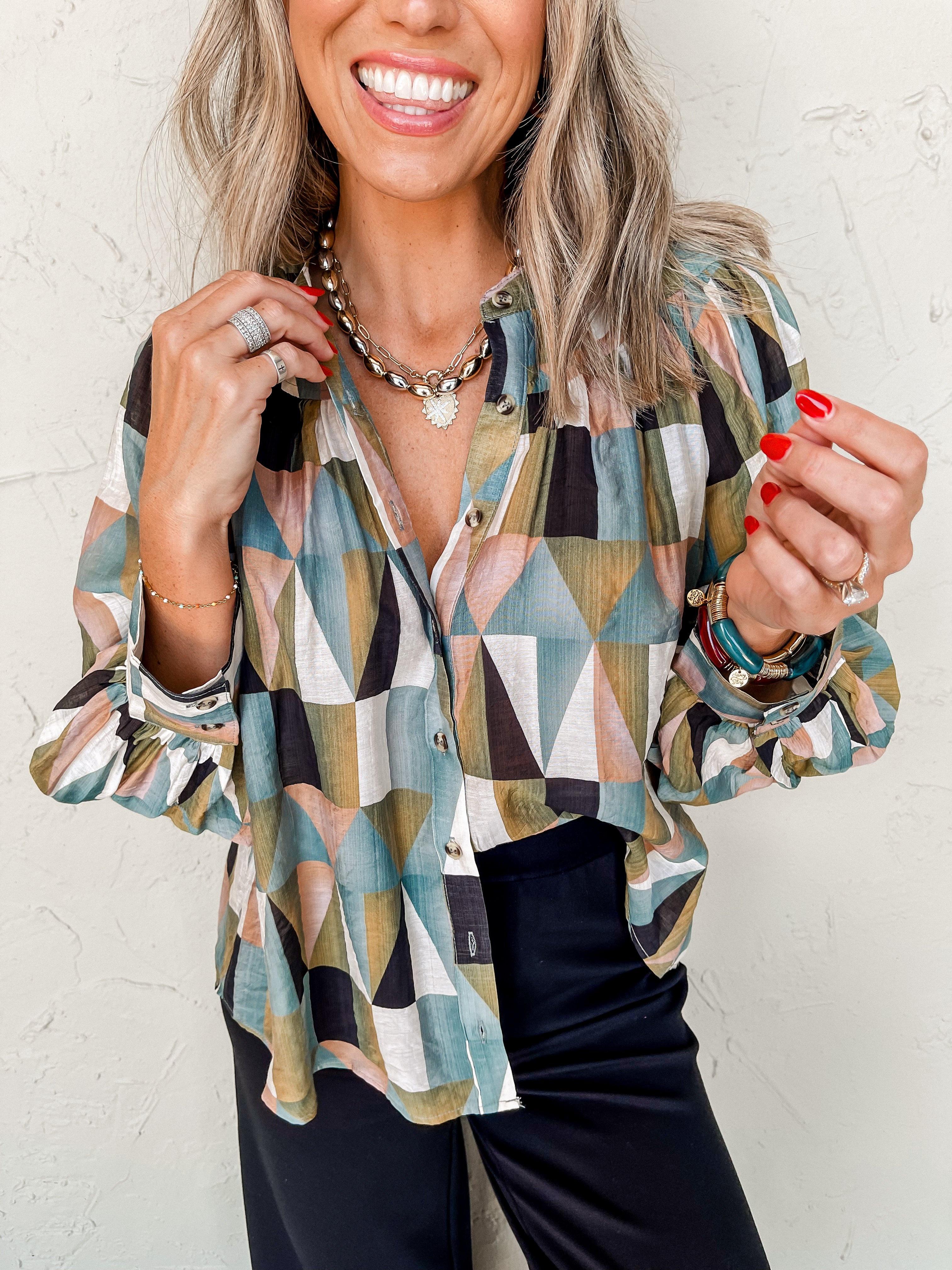 Infinite Allure Geometric Print Top