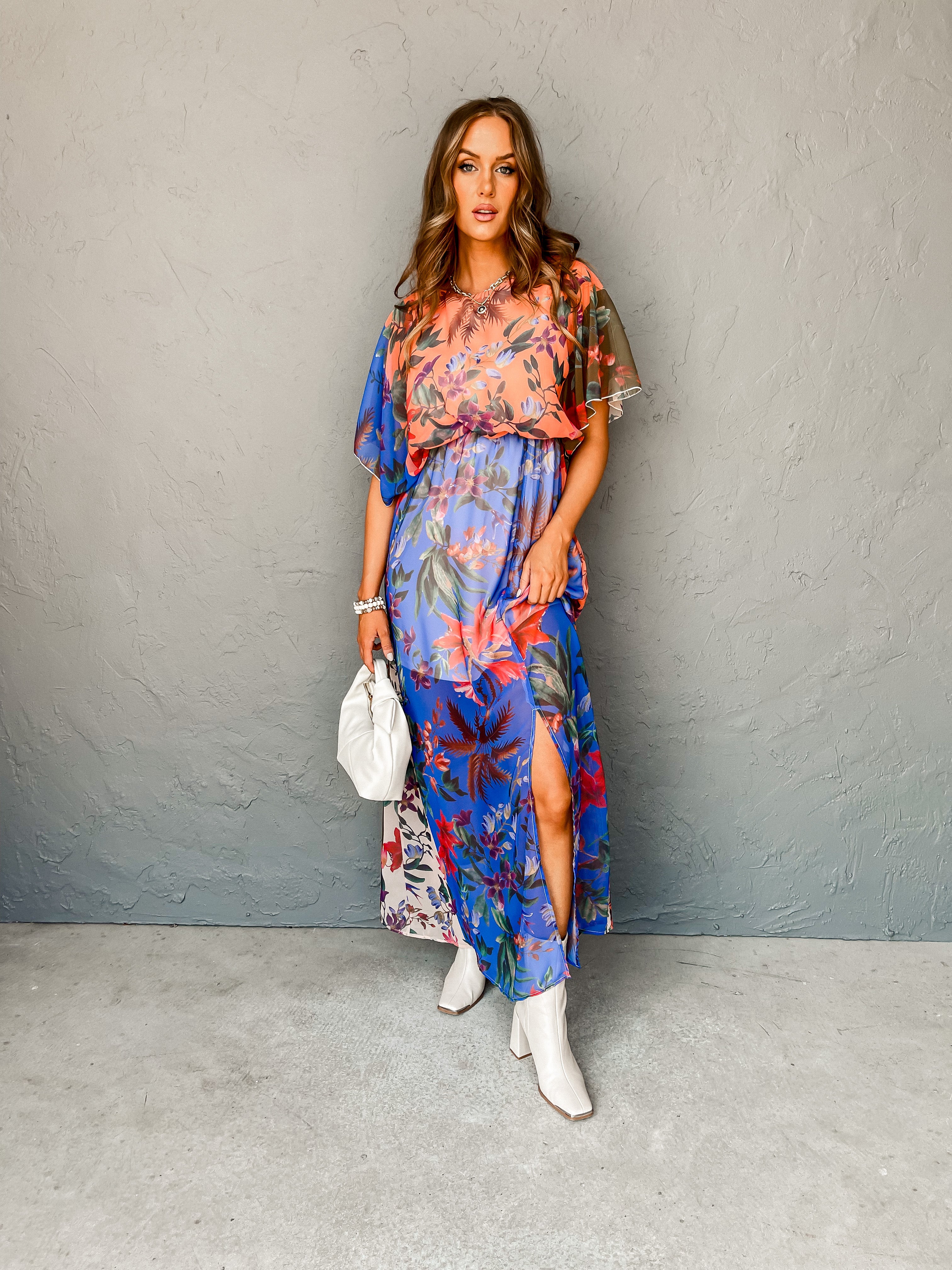 Into The Sunset Floral Sheer Maxi Dress
