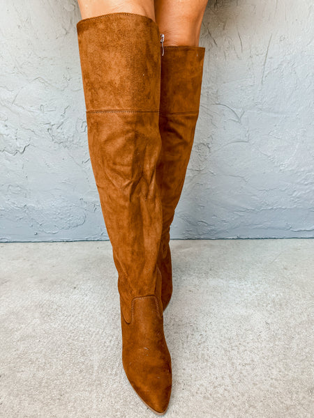 Thigh high boots tan on sale suede