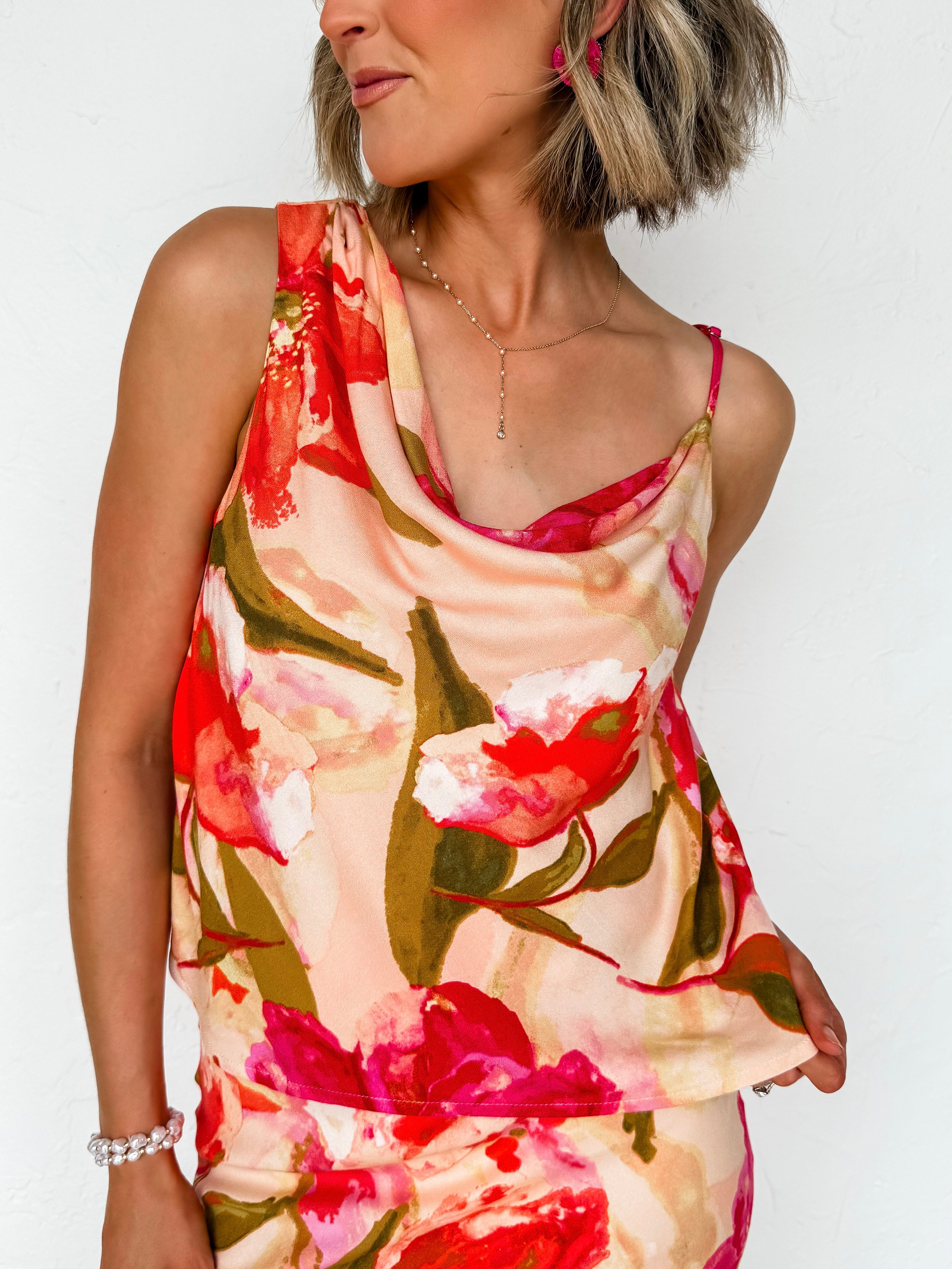 Isa Asymmetric Floral Top