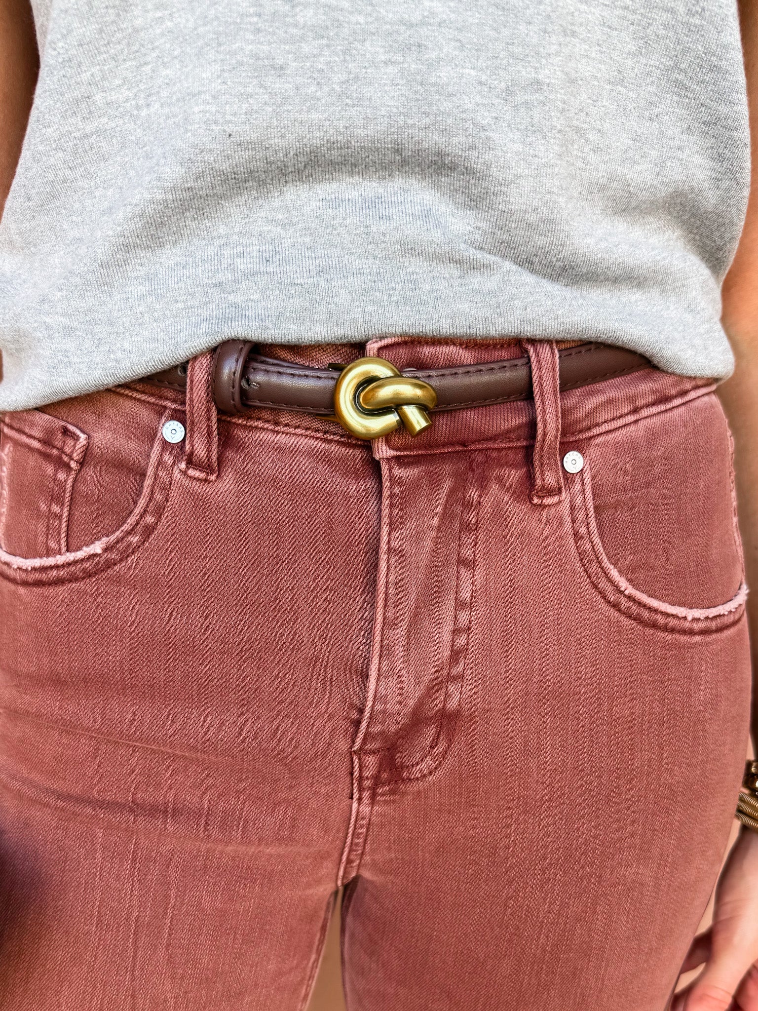It's All Settled Knot Buckle Belt-Brown