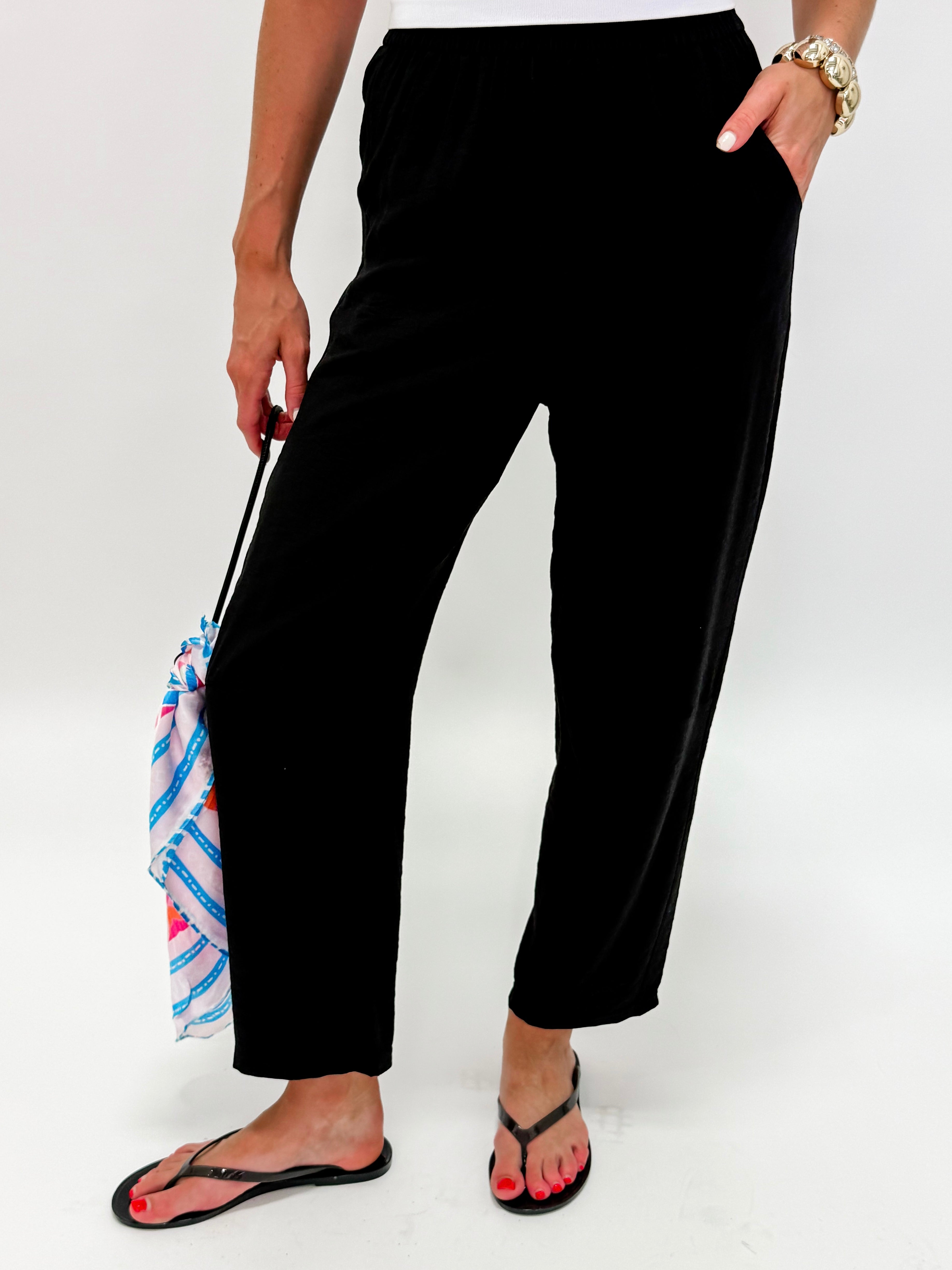 Jackie Linen Blend Pants-Black