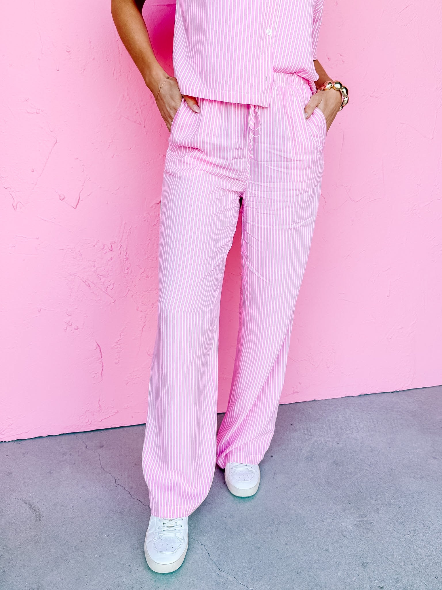 Jaden Striped Pants-Pink