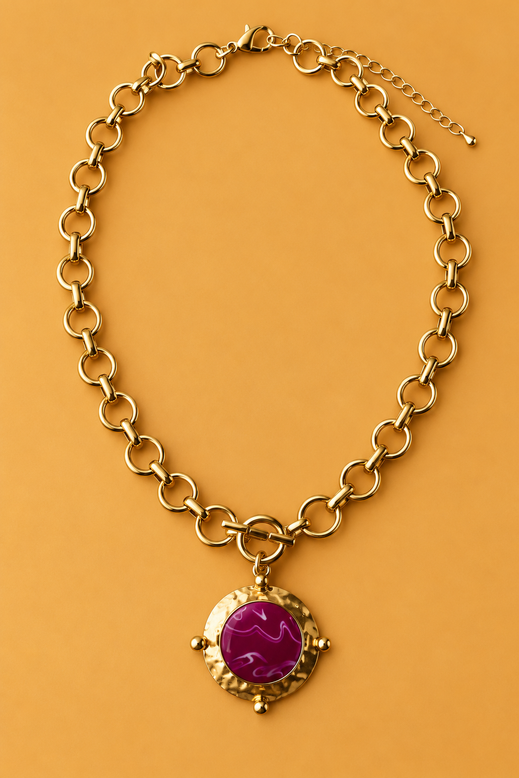 Janae Hammered Gold Chain Pendant Necklace