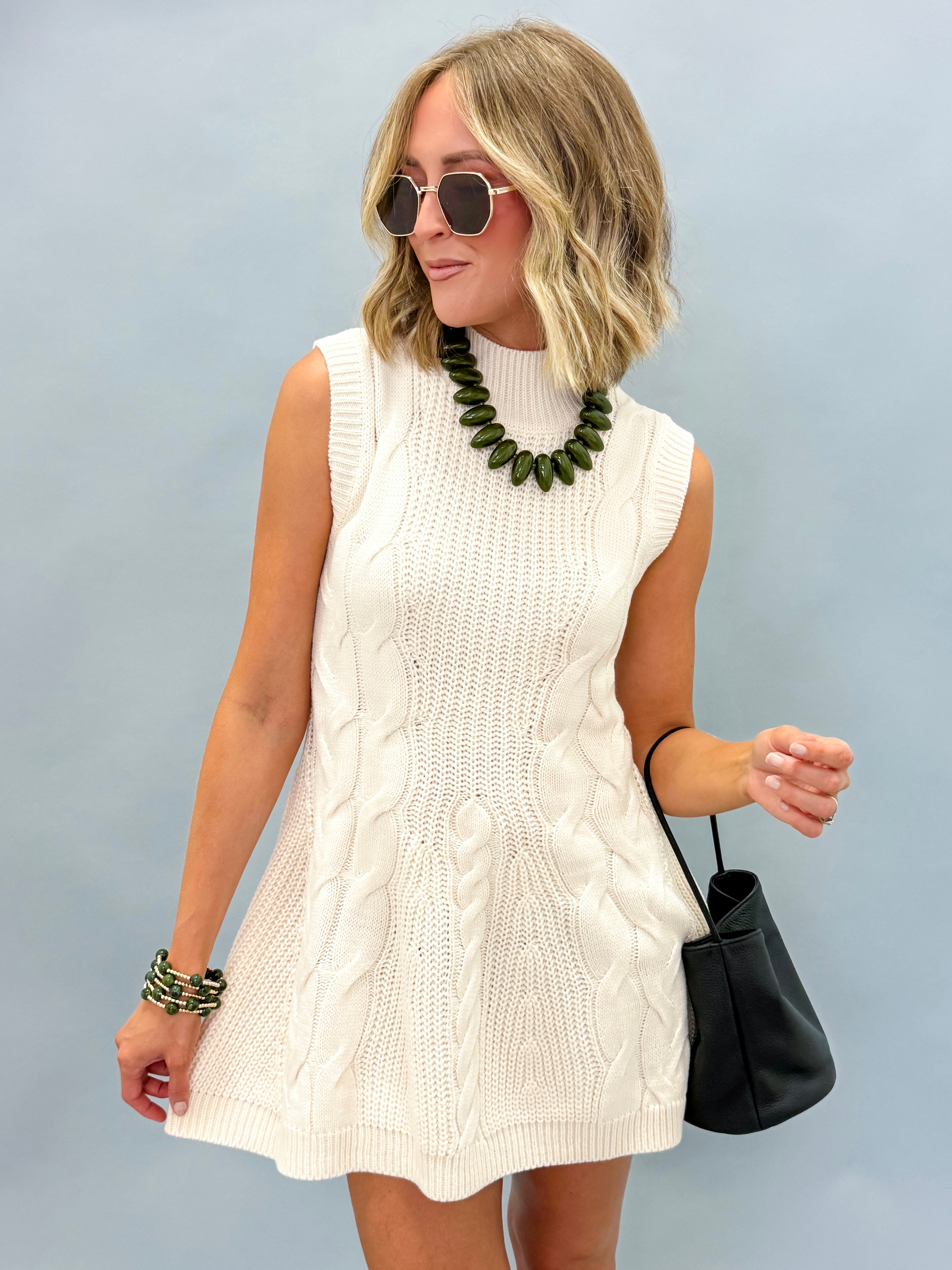 Janie Sweater Mini Dress-Cream
