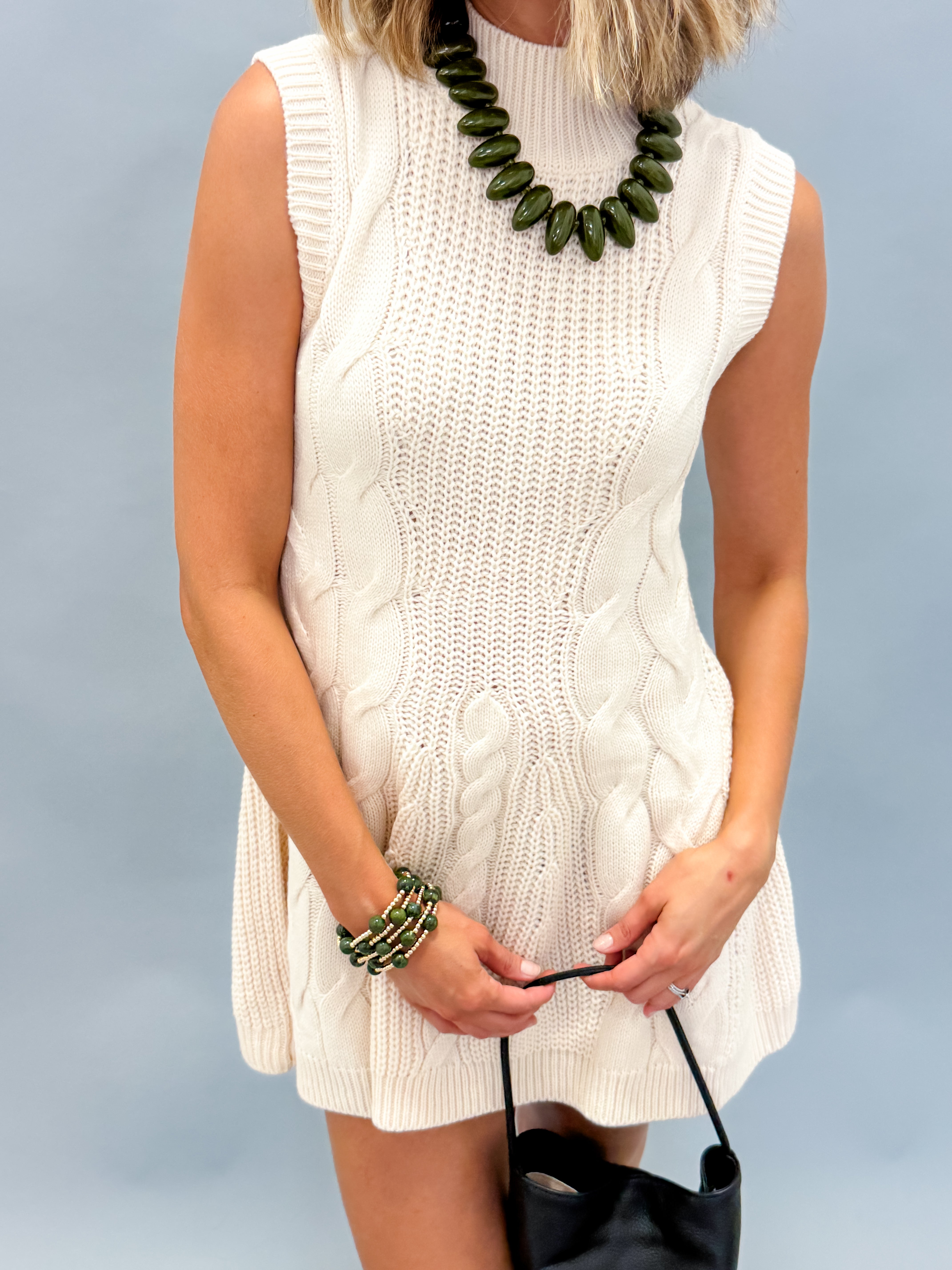 Janie Sweater Mini Dress-Cream