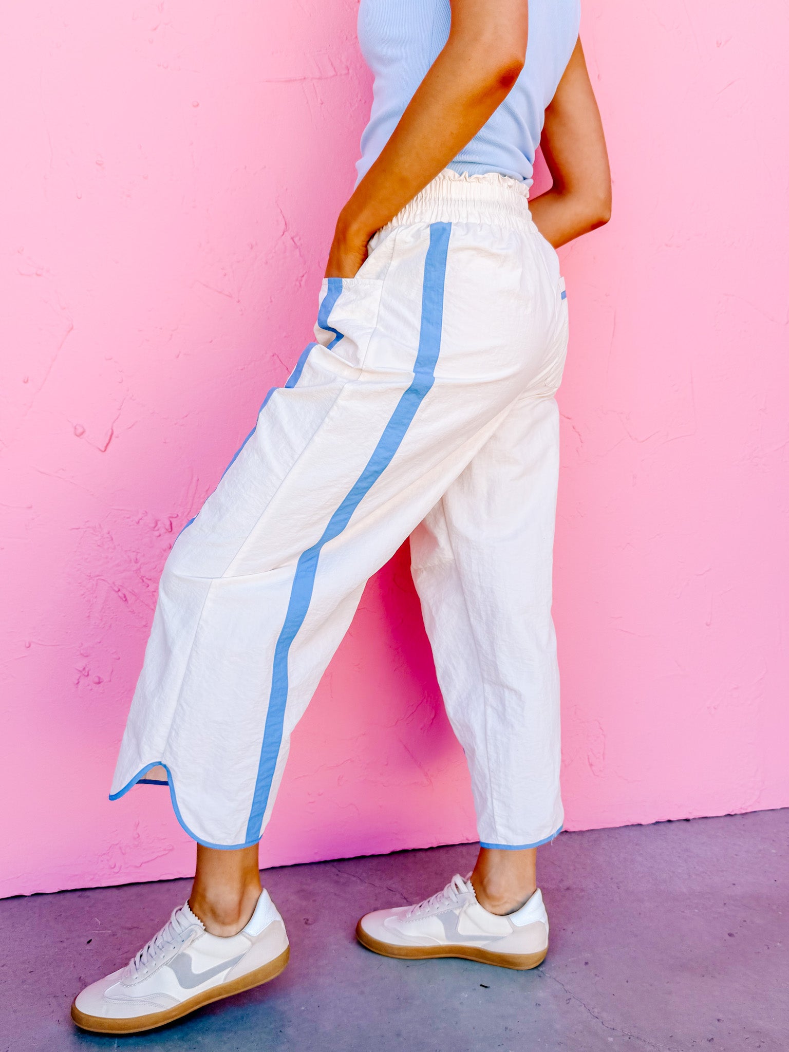 Jasmine Sporty Barrel Pants-Cream