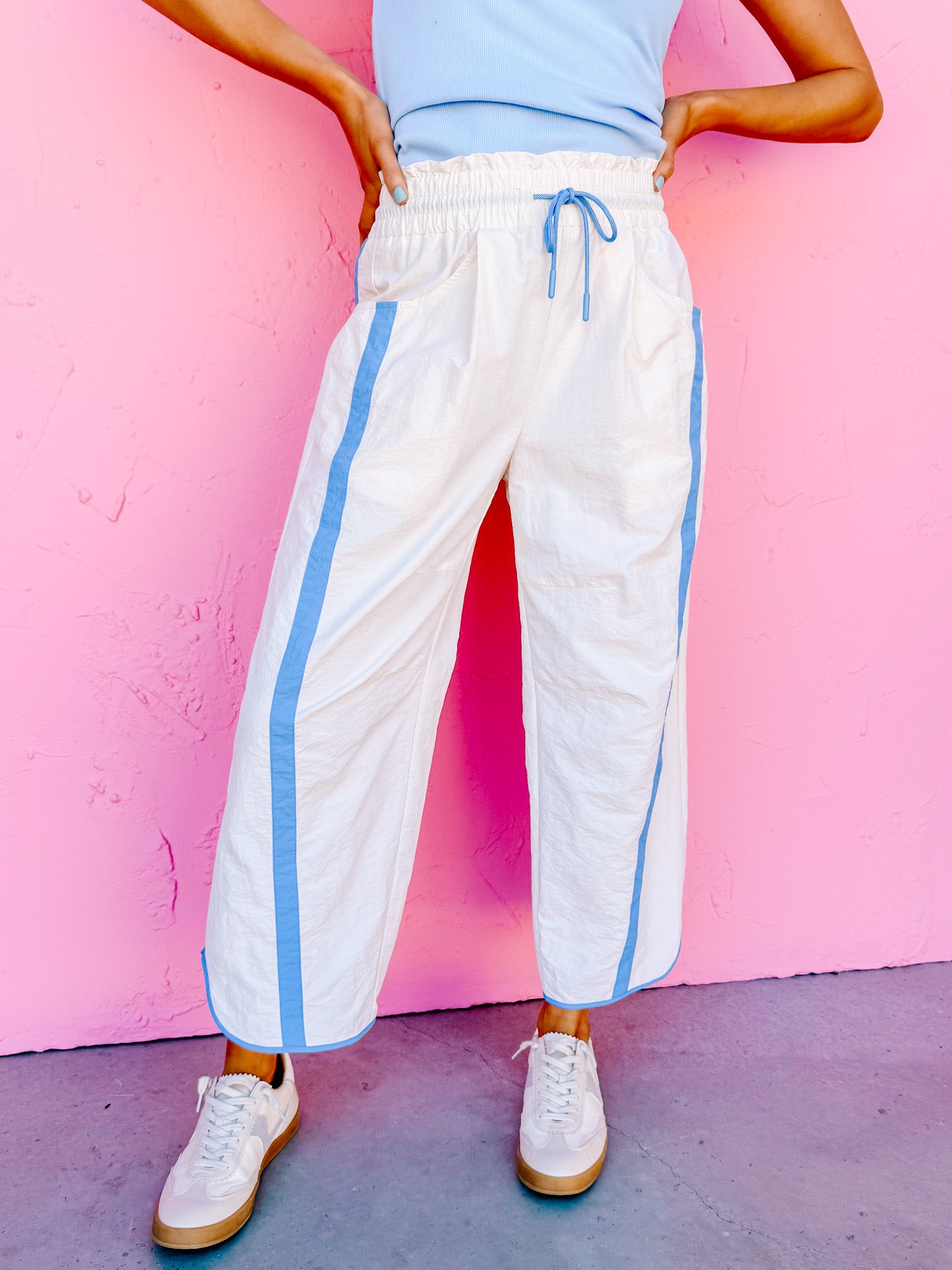 Jasmine Sporty Barrel Pants-Cream
