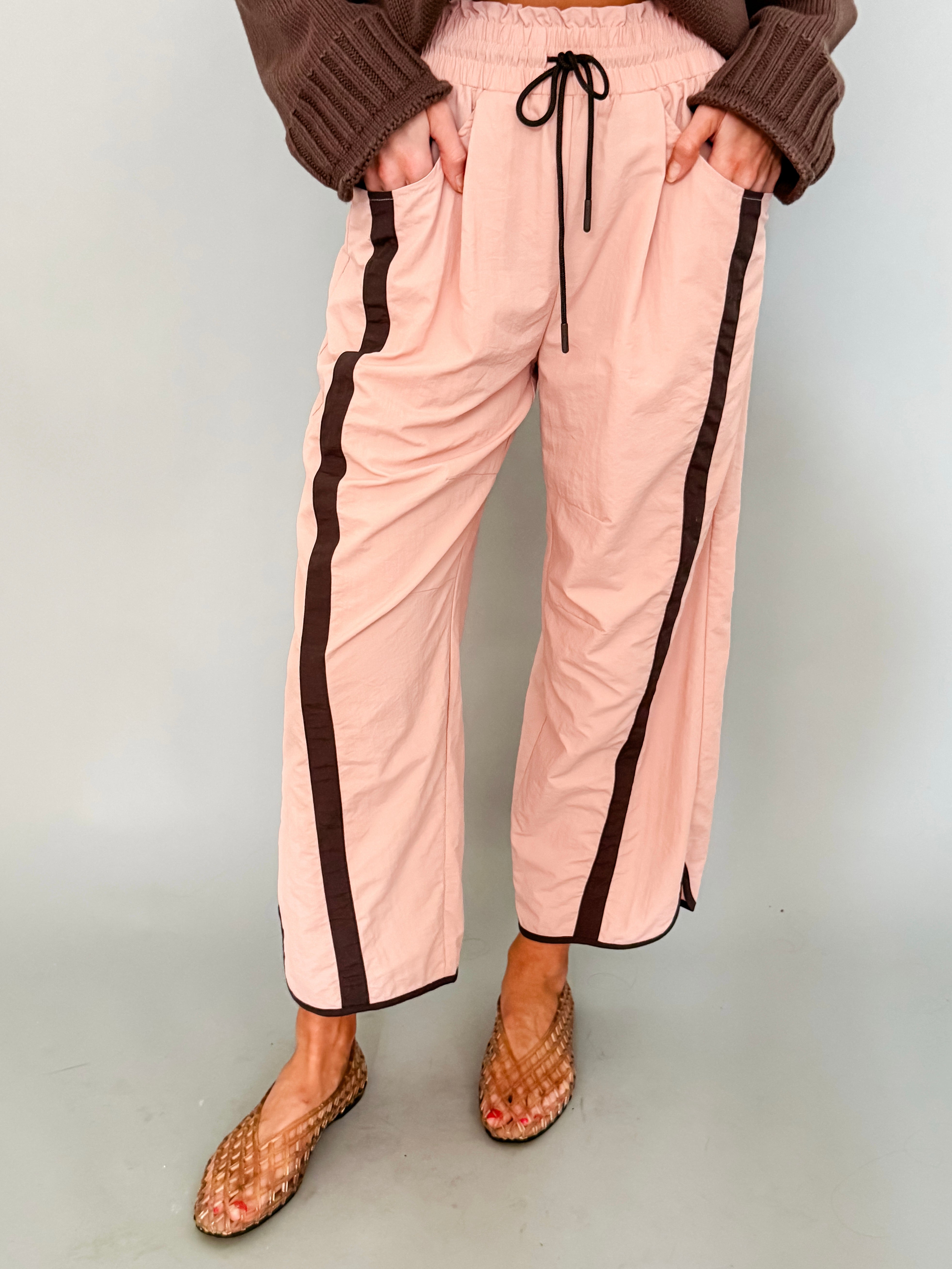 Jasmine Sporty Barrel Pants-Dusty Pink