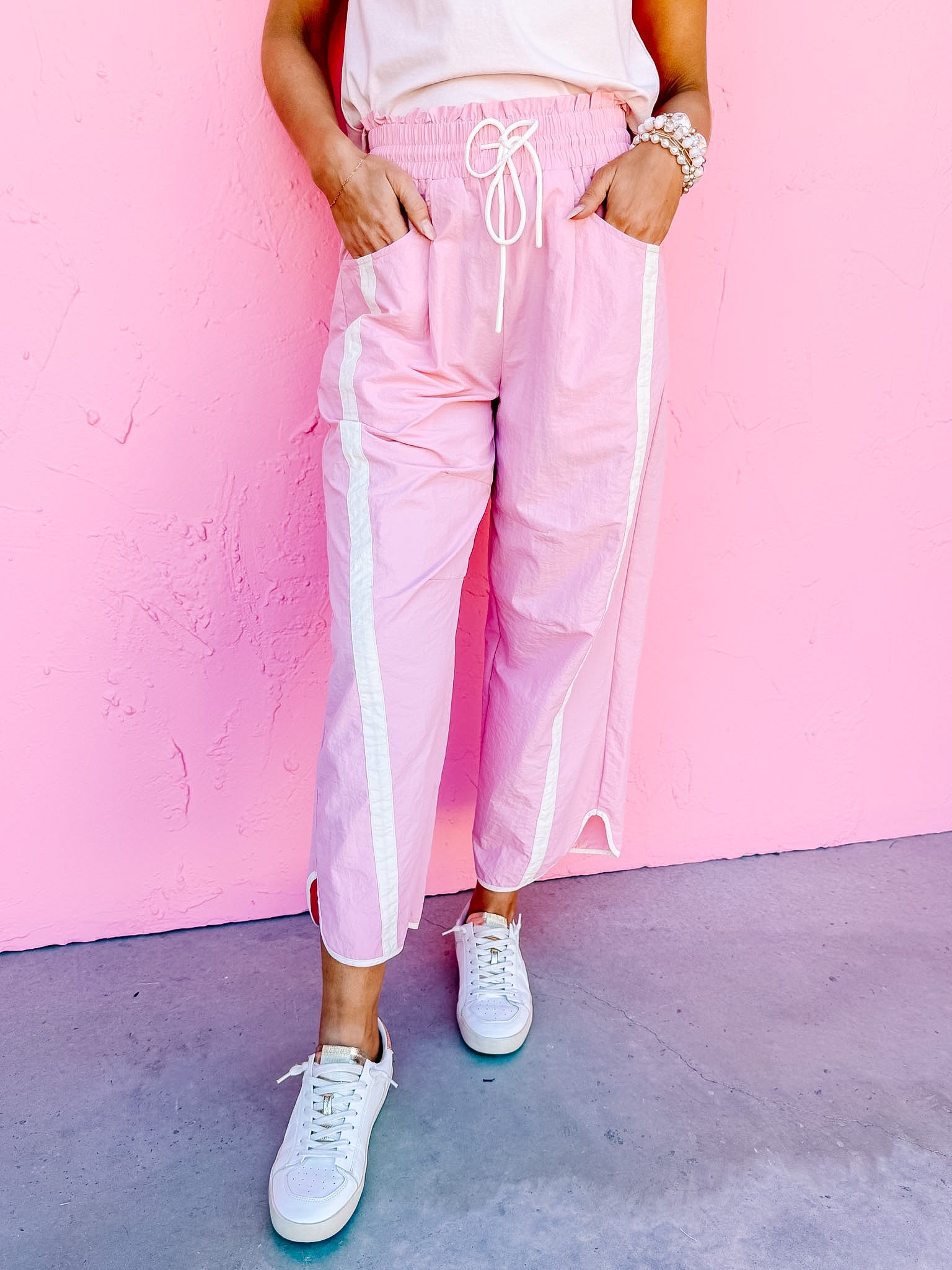 Jasmine Sporty Barrel Pants-Pink