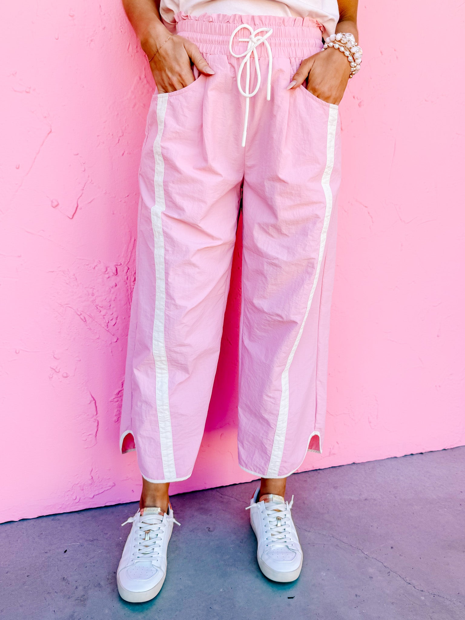 Jasmine Sporty Barrel Pants-Pink