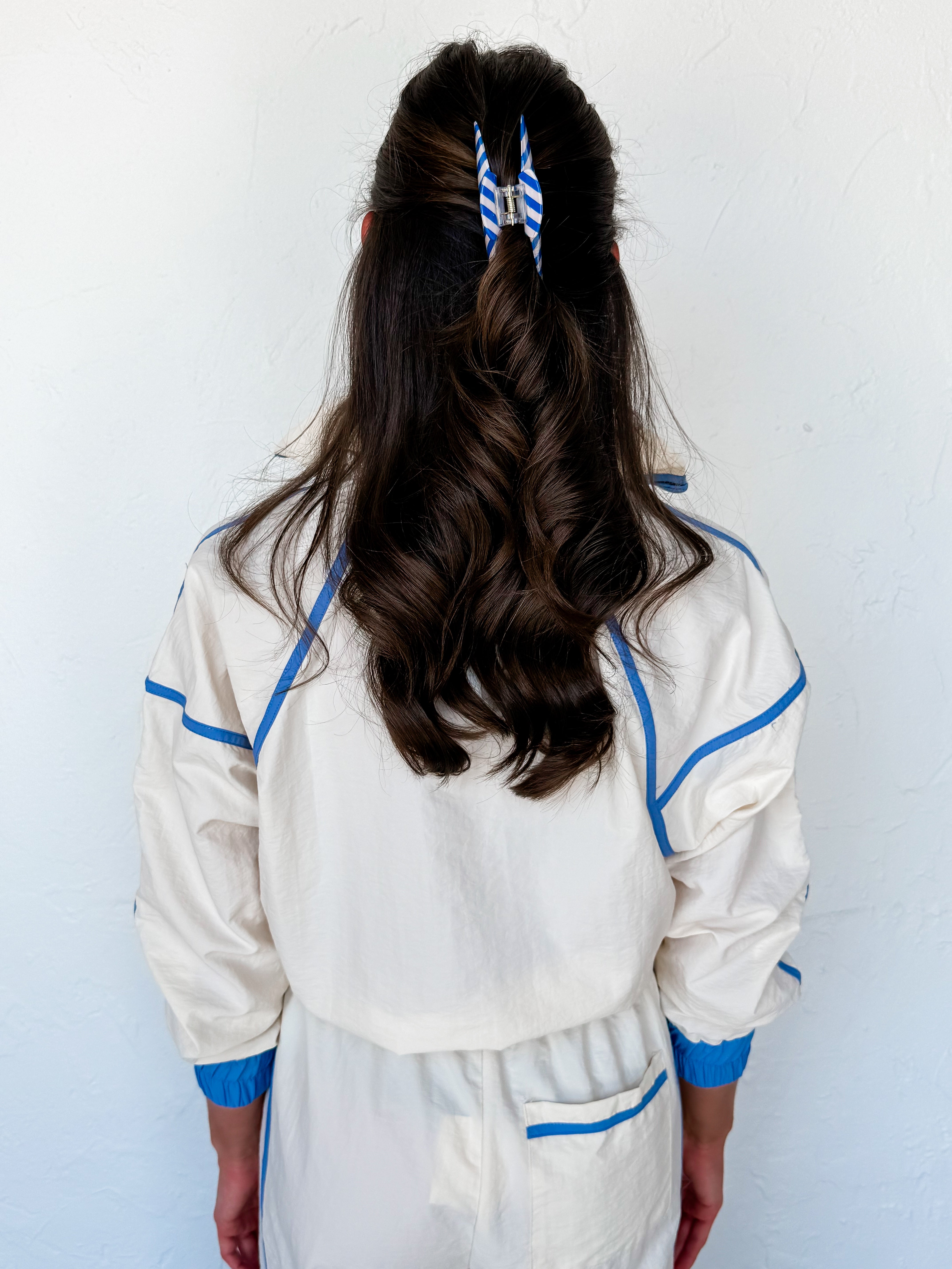 Jasmine Sporty Nylon Half Zip Pullover-Cream