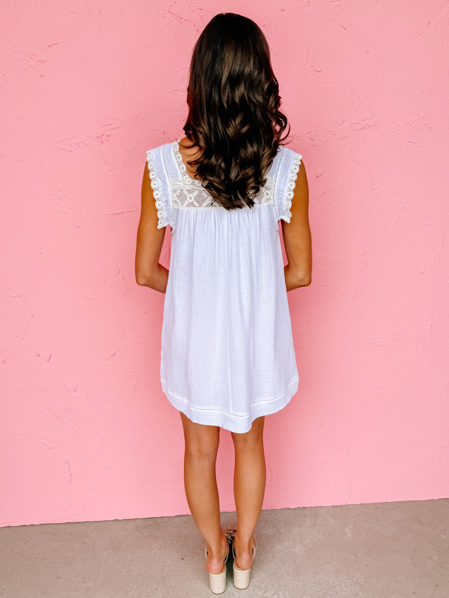 Jaymes Square Neck Empire Mini Dress-White