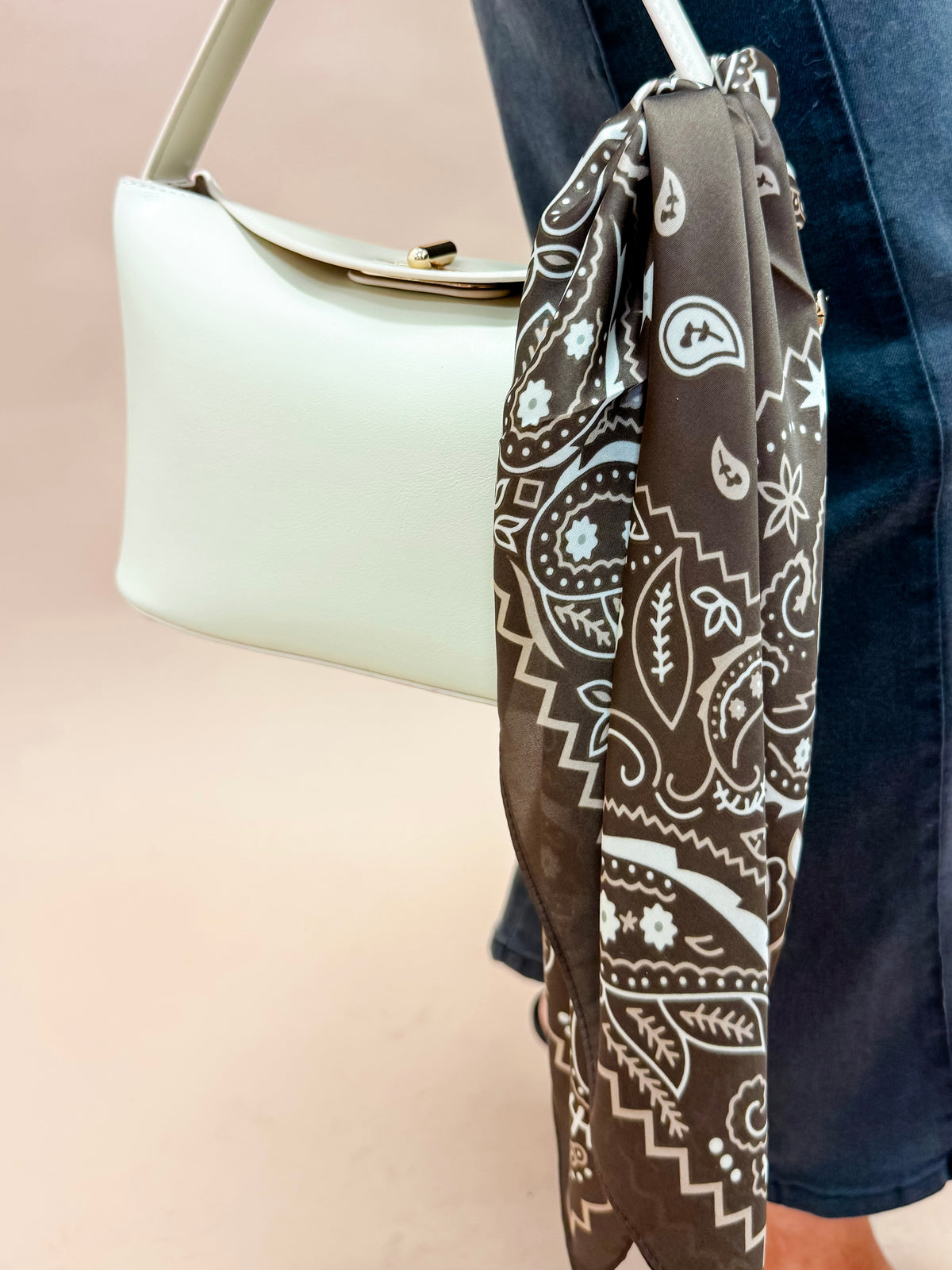 Jeane Paisley Print Bandana-Brown