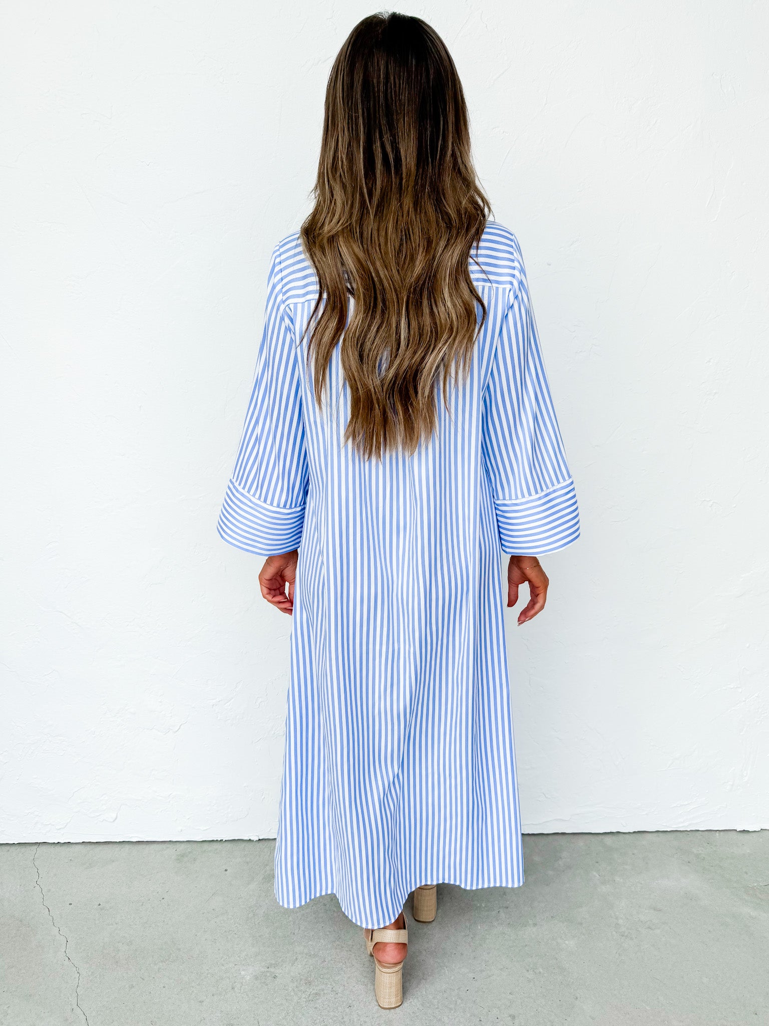 Jemma Striped Maxi Dress-Blue