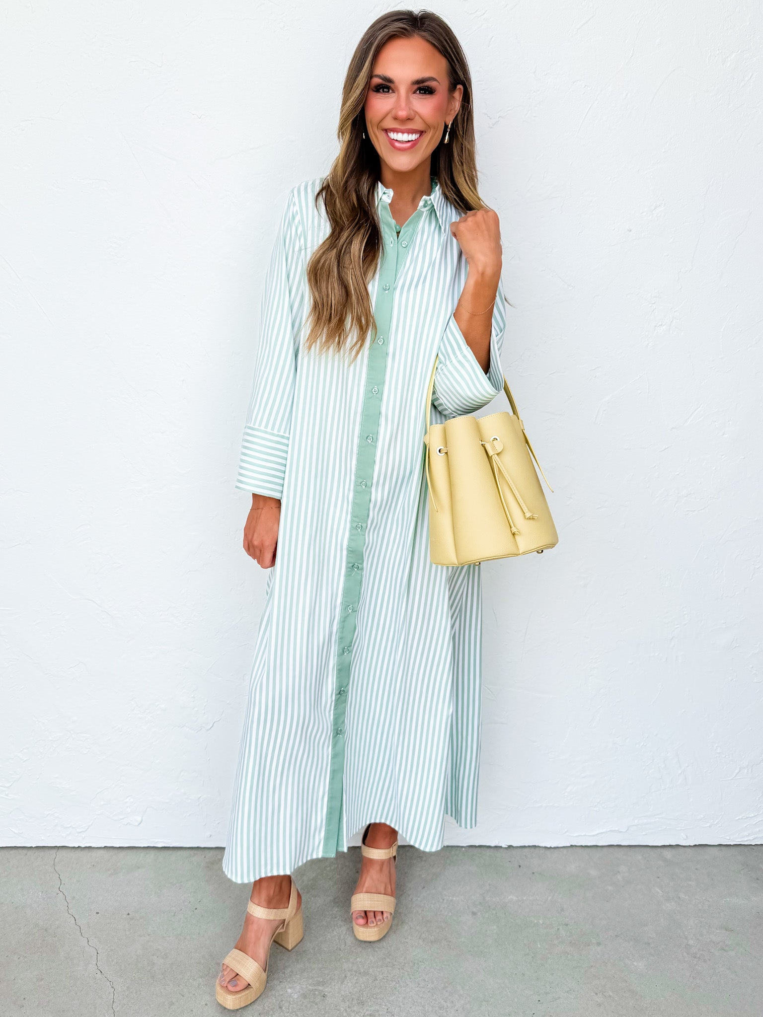 Jemma Striped Maxi Dress-Green