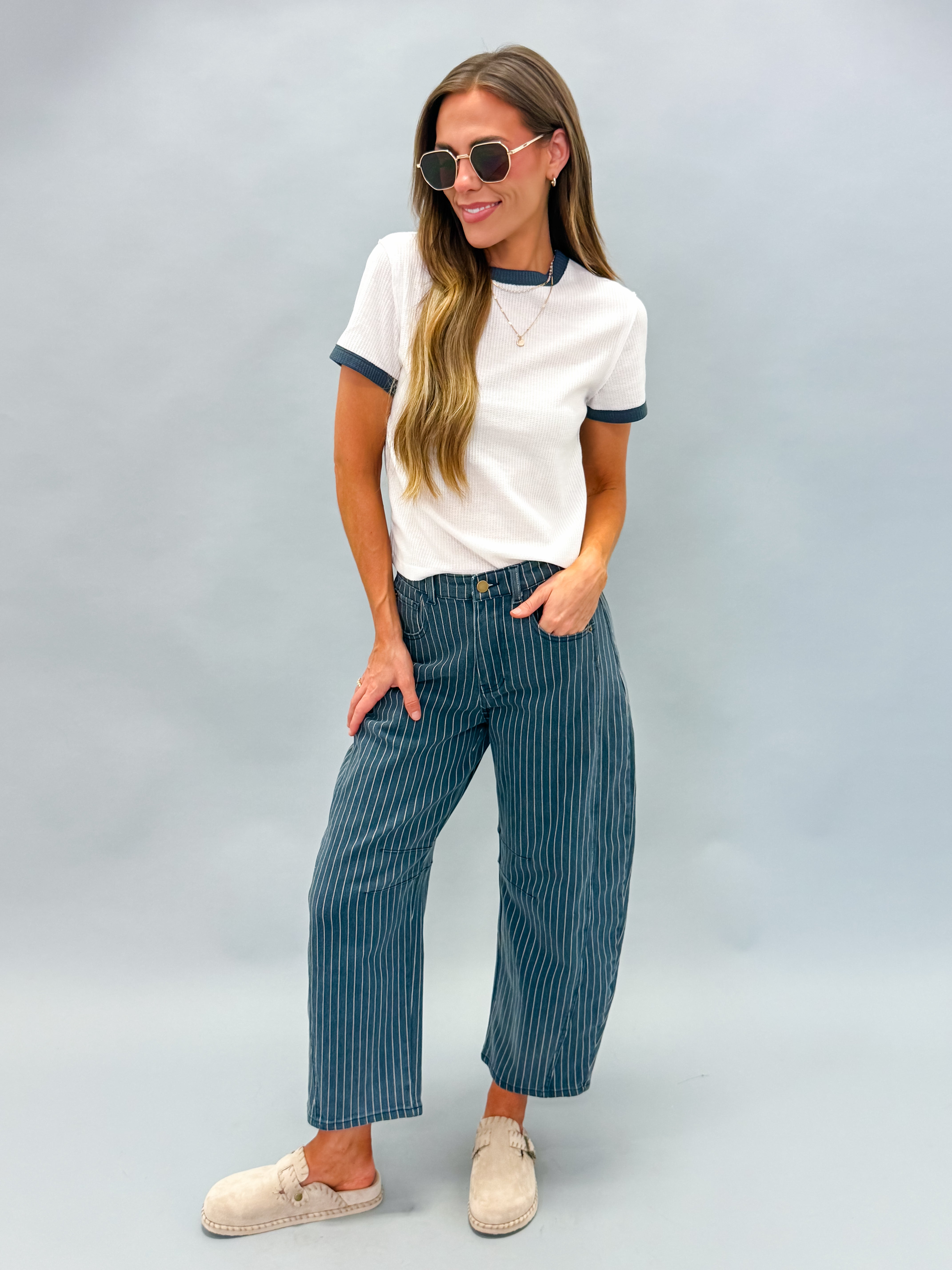 Jessa Contrast Waffle Knit Top