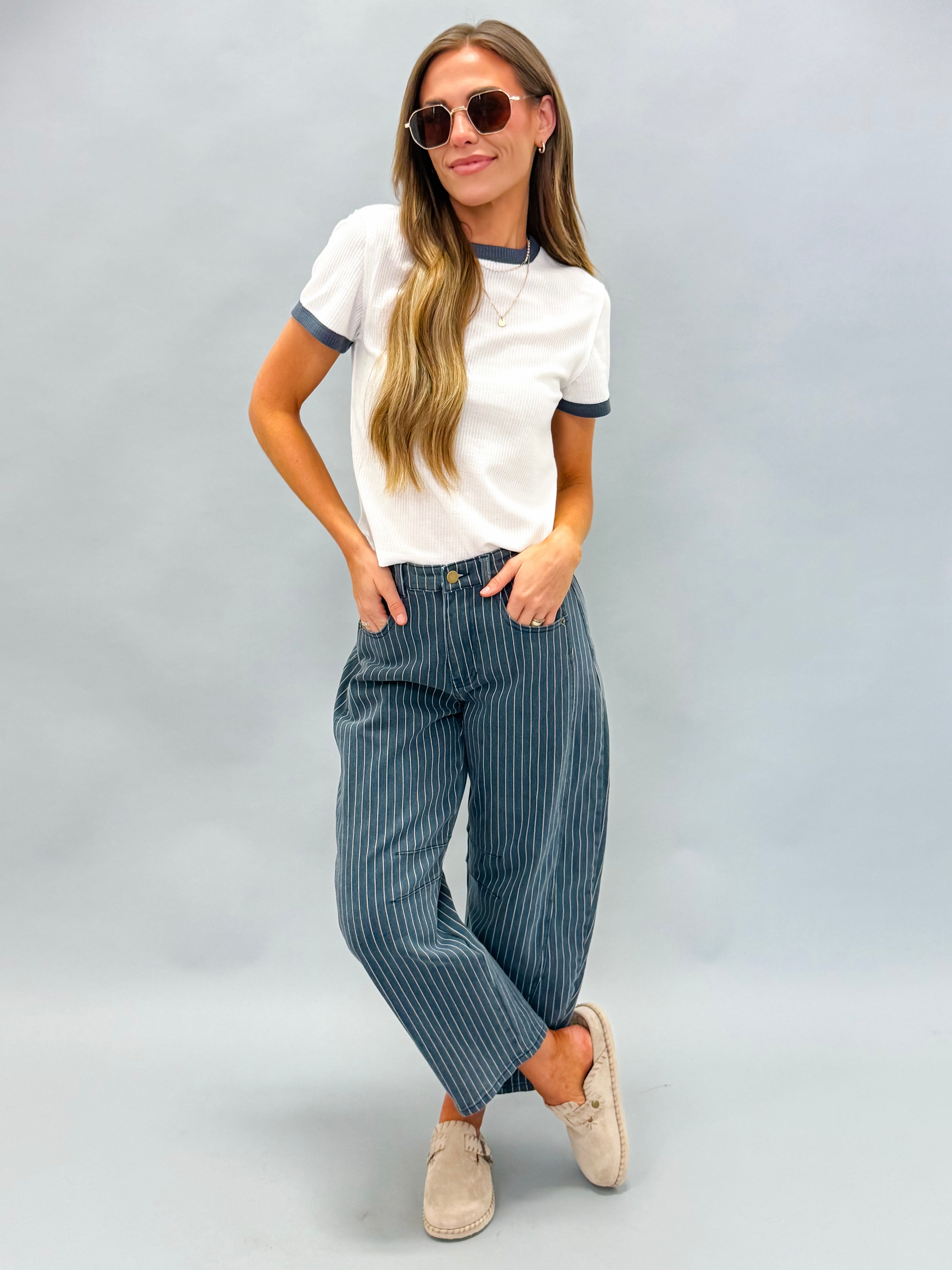 Jessa Contrast Waffle Knit Top
