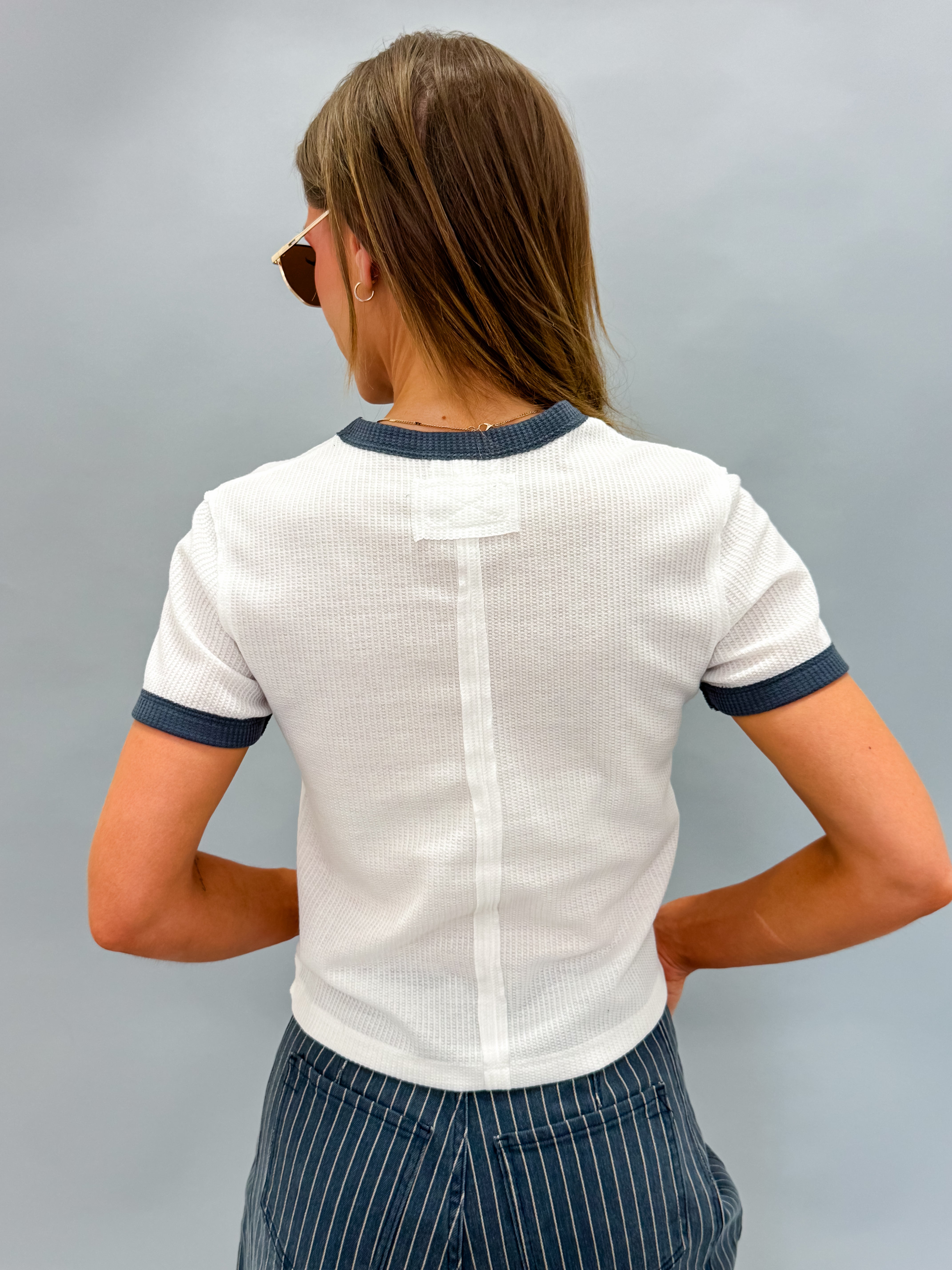 Jessa Contrast Waffle Knit Top