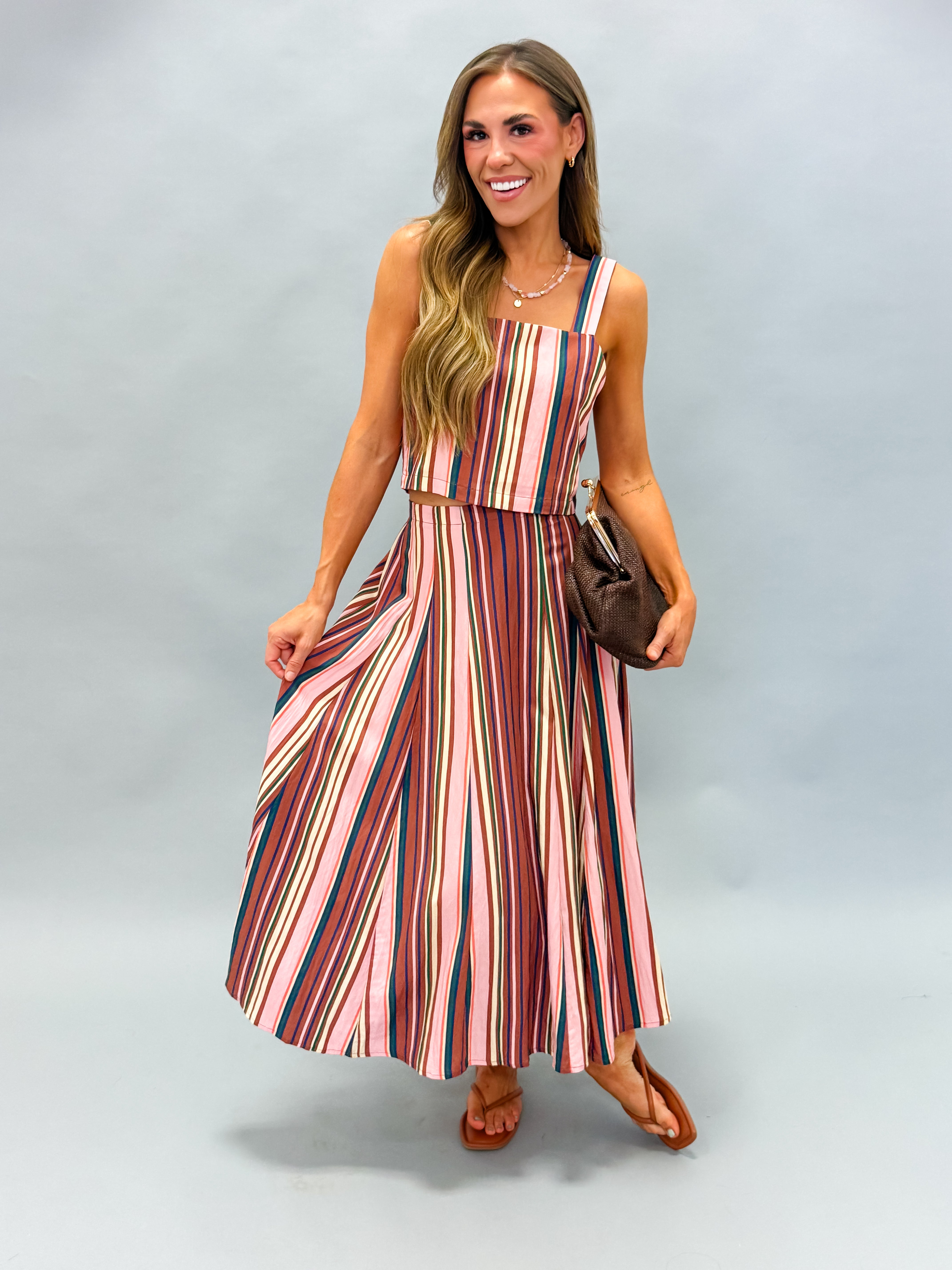 Jessie Striped Midi Skirt