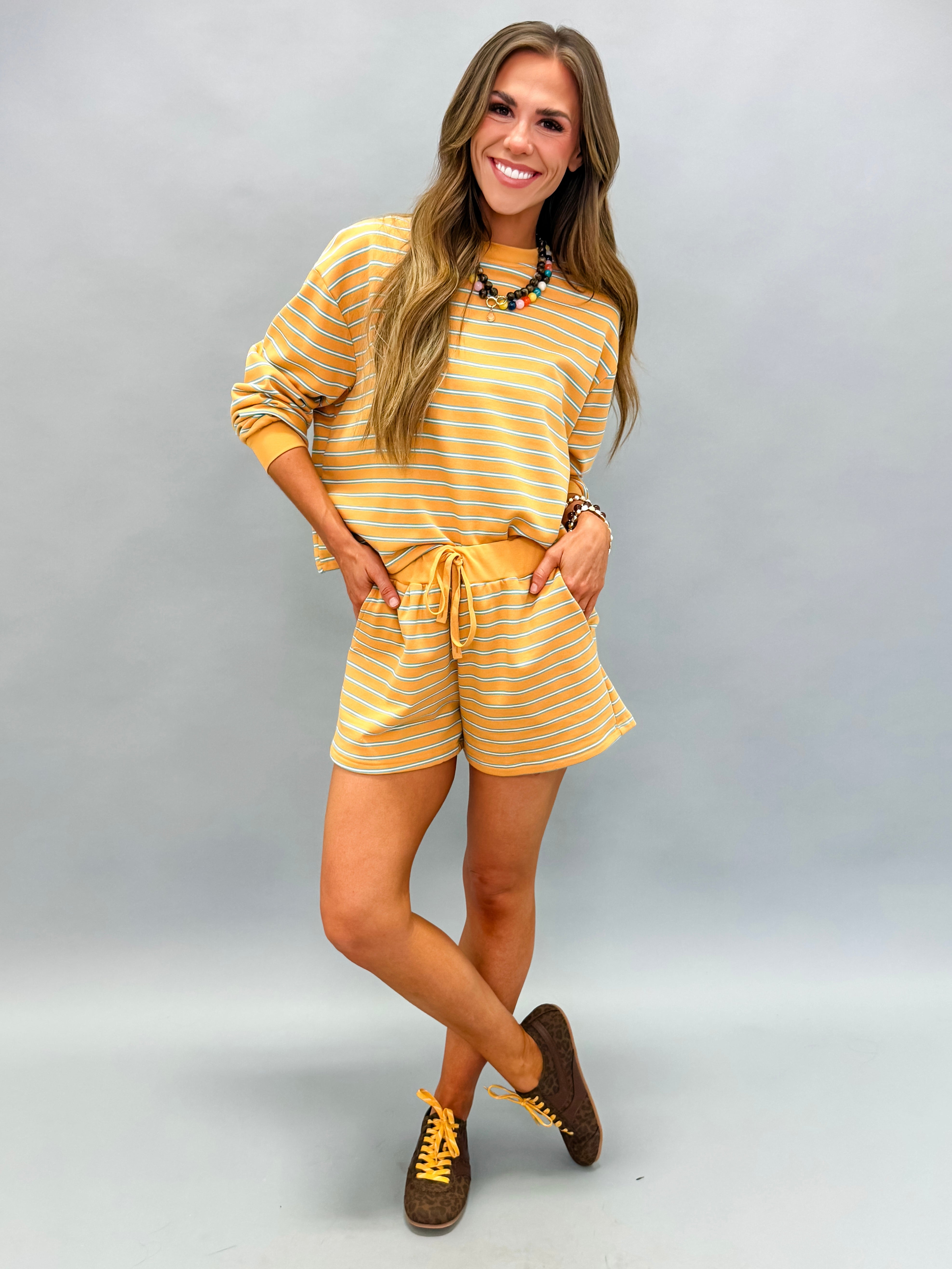 Jilly Striped Drawstring Shorts