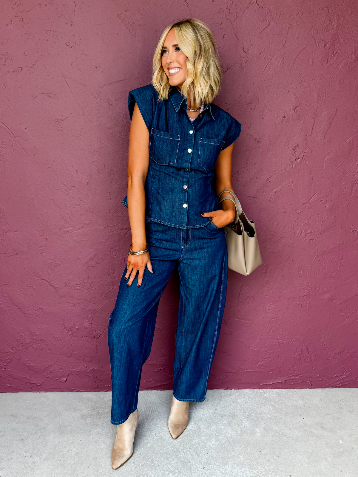Josie Denim Shirt and Pants Set