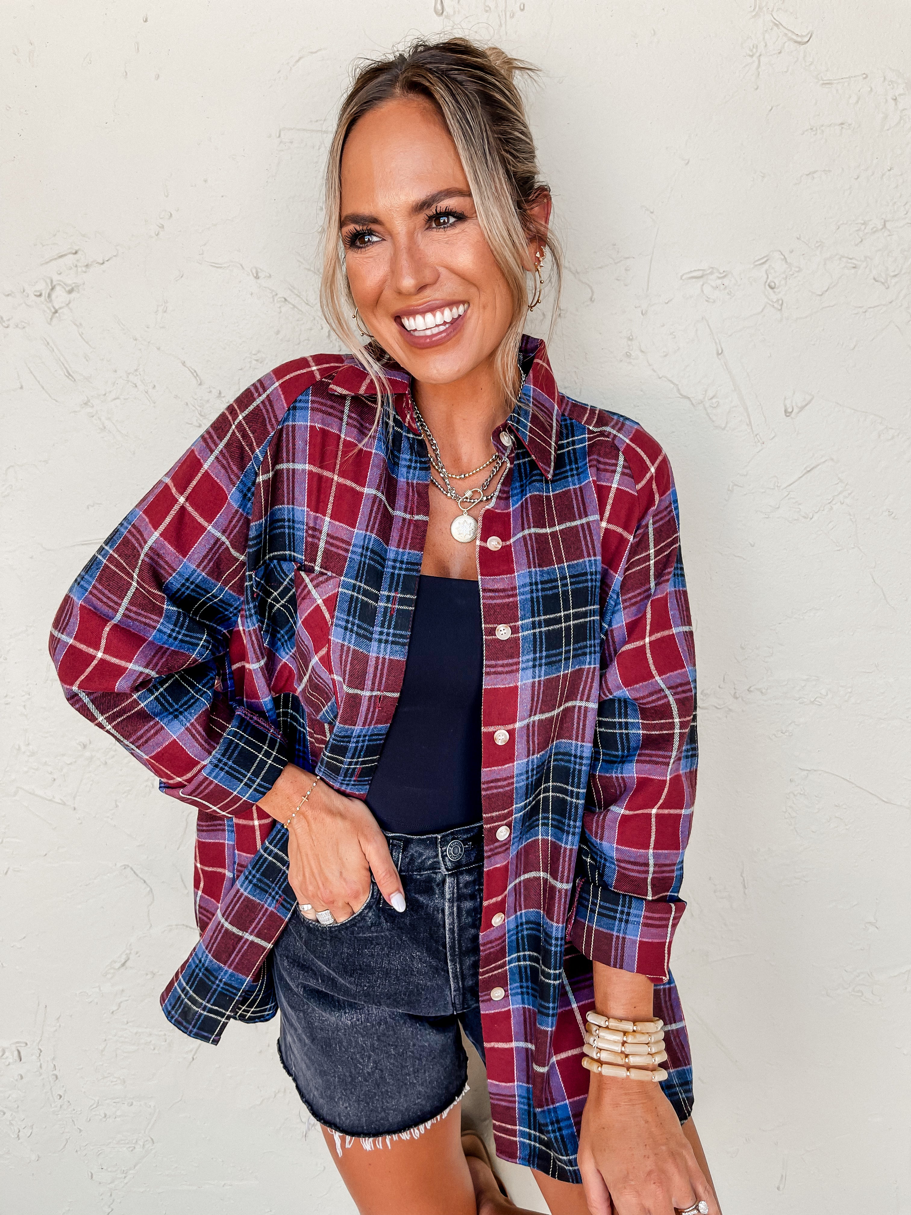 Journey Continues Plaid Top