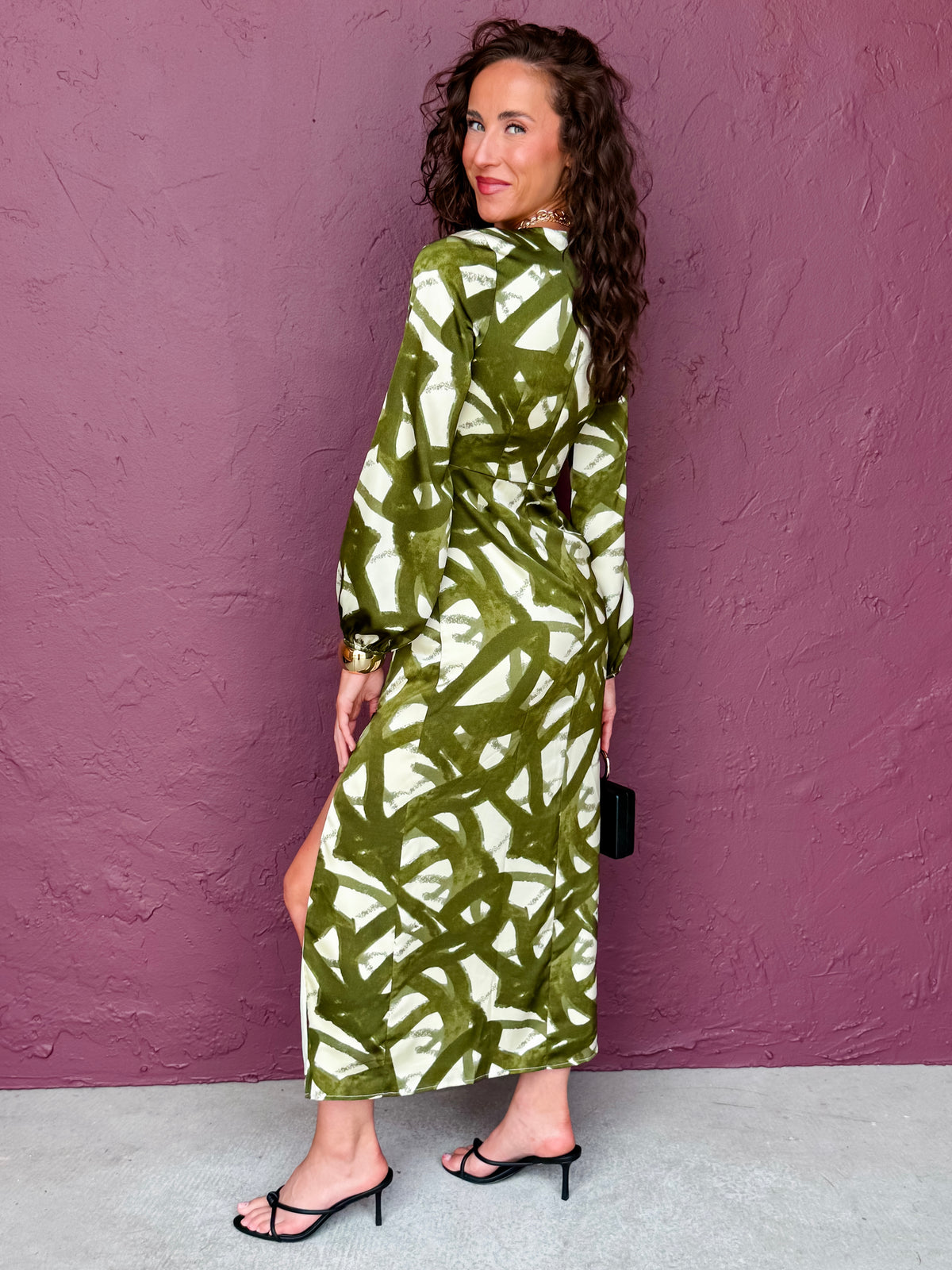 Joyce Abstract Satin Midi Dress