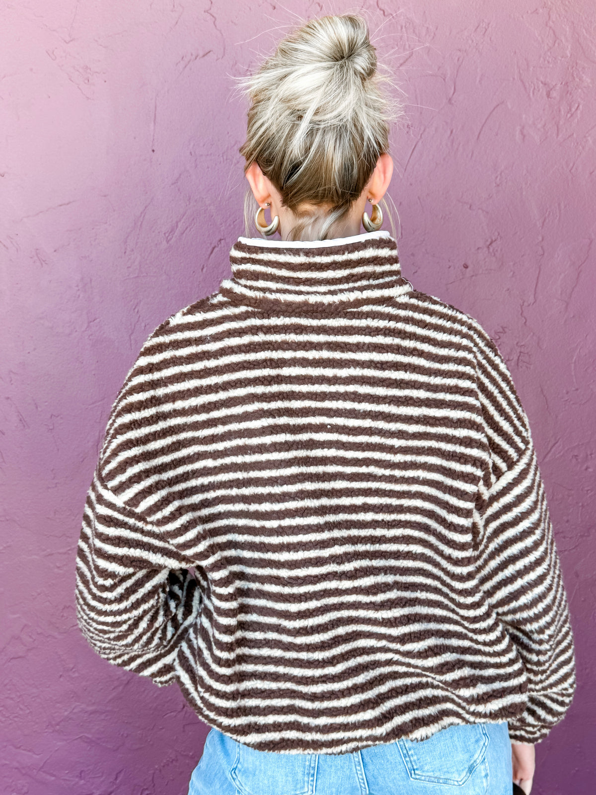 Jules Striped Oversized Fleece Jacket