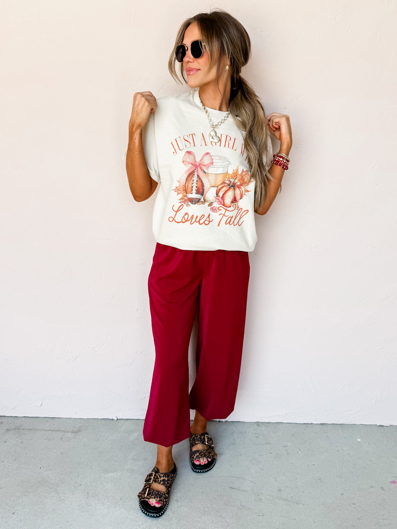 Just A Girl Who Loves Fall Oversized Graphic Tee