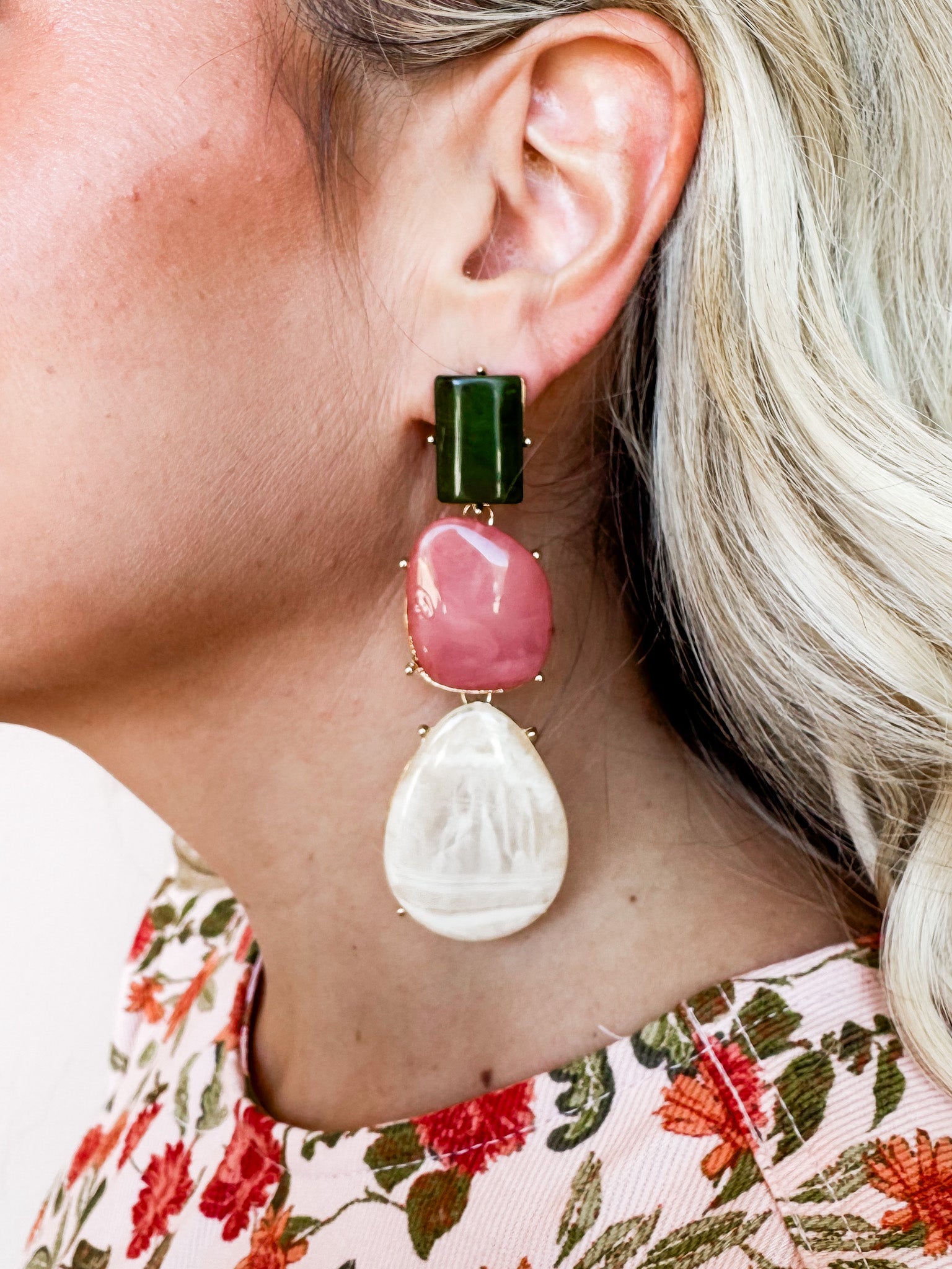 Just Being Dramatic Dangle Earrings-Green