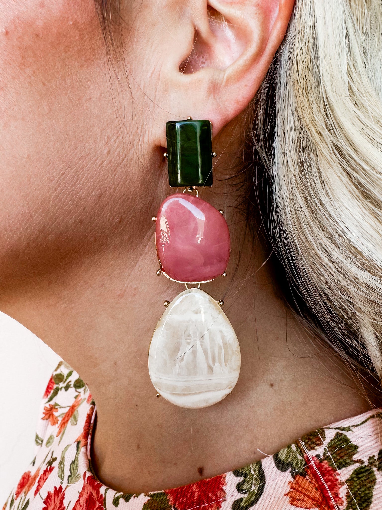 Just Being Dramatic Dangle Earrings-Green