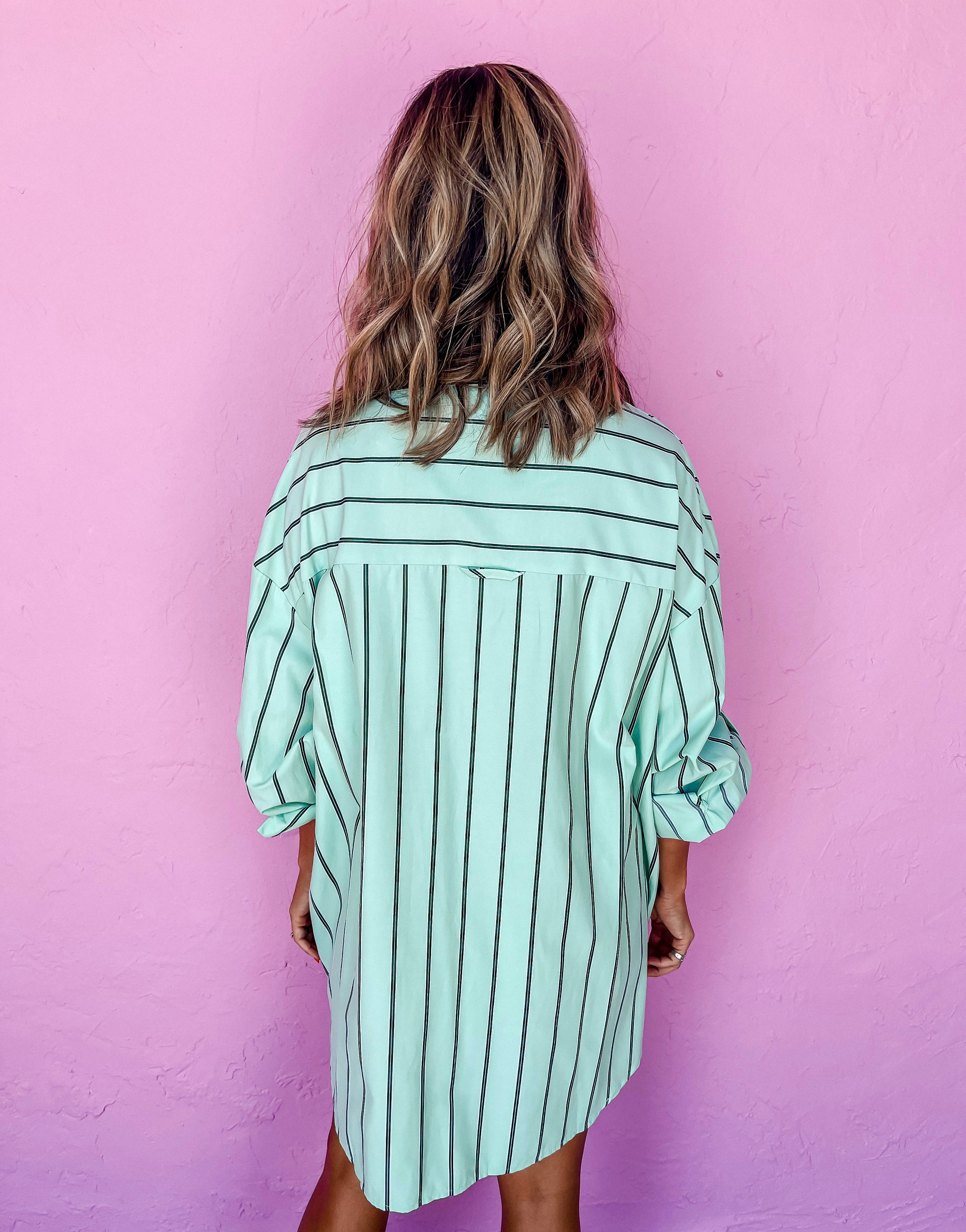 Just For Fun Striped Shirt Dress